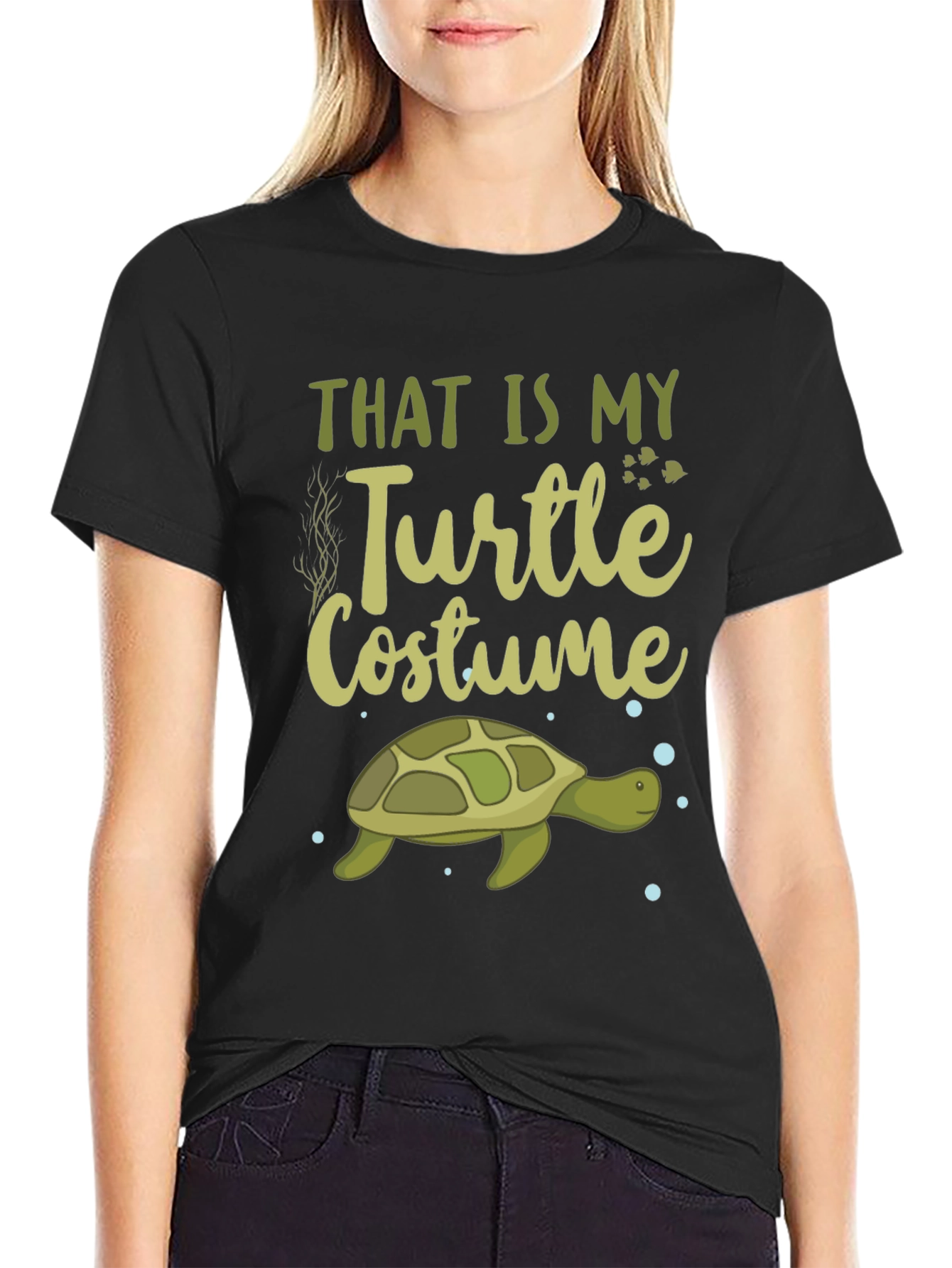 Black Turtle Costume T-Shirt - Funny Halloween Tee view 2