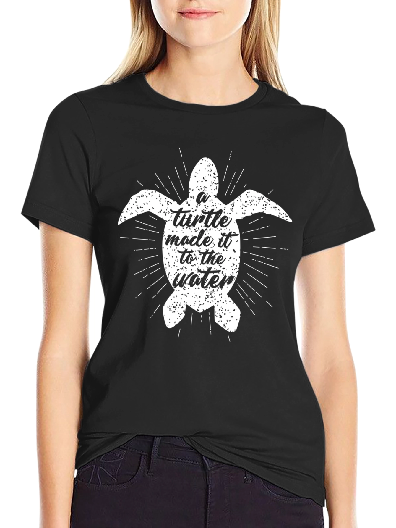 Black Turtle Graphic Print Black T-Shirt view 2