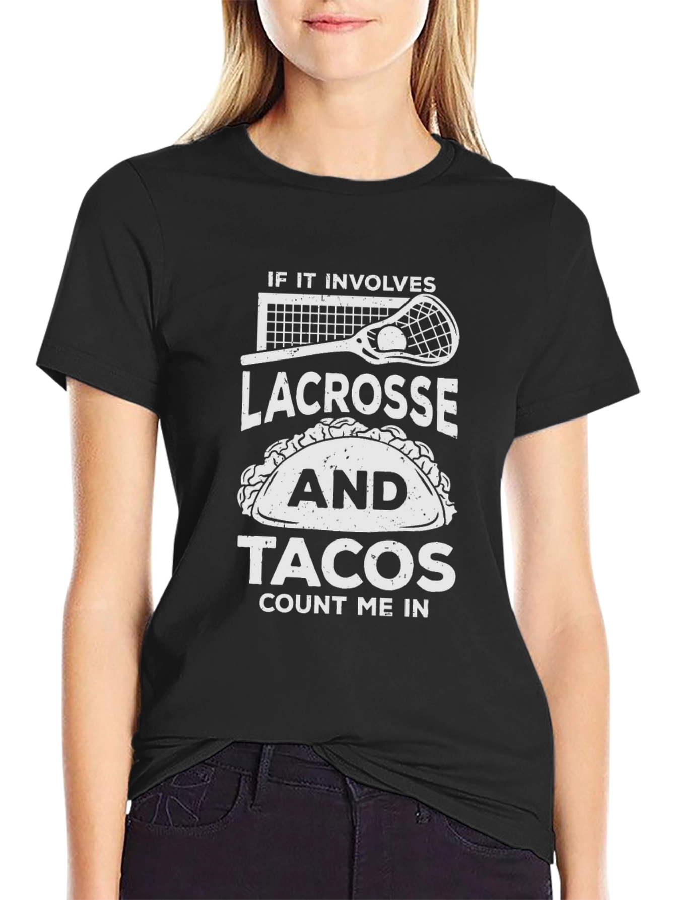 Black Lacrosse & Tacos Graphic Tee - Count Me In! view 2