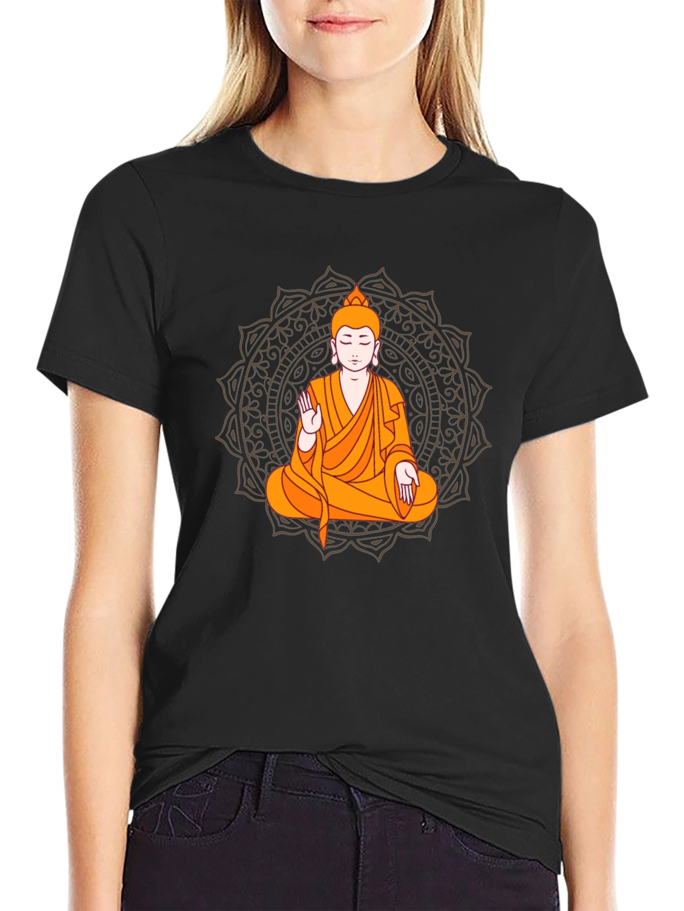 Black Buddha Mandala Graphic Tee - Meditate in Style view 2