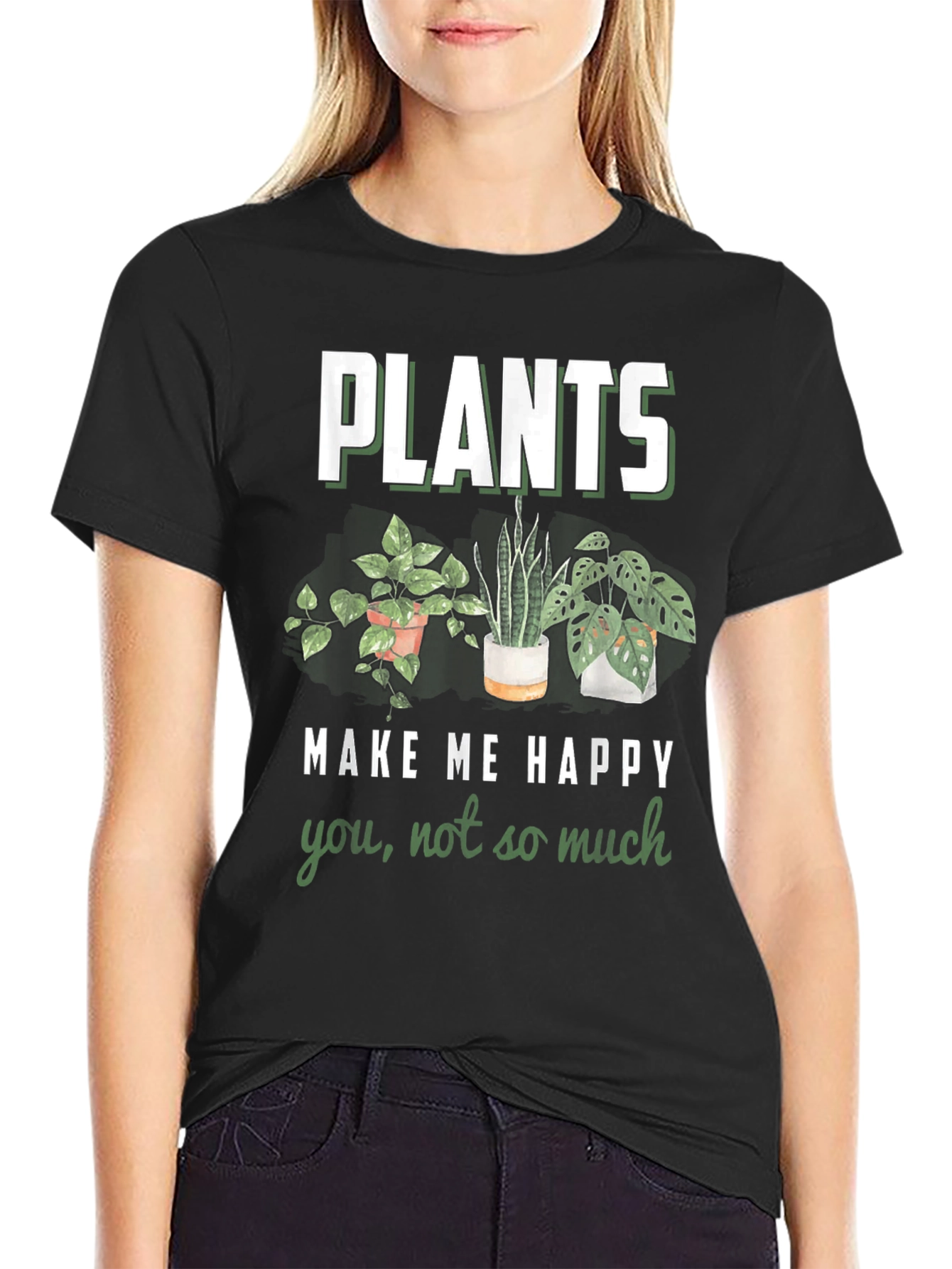 Black Plants Make Me Happy Graphic T-Shirt view 2