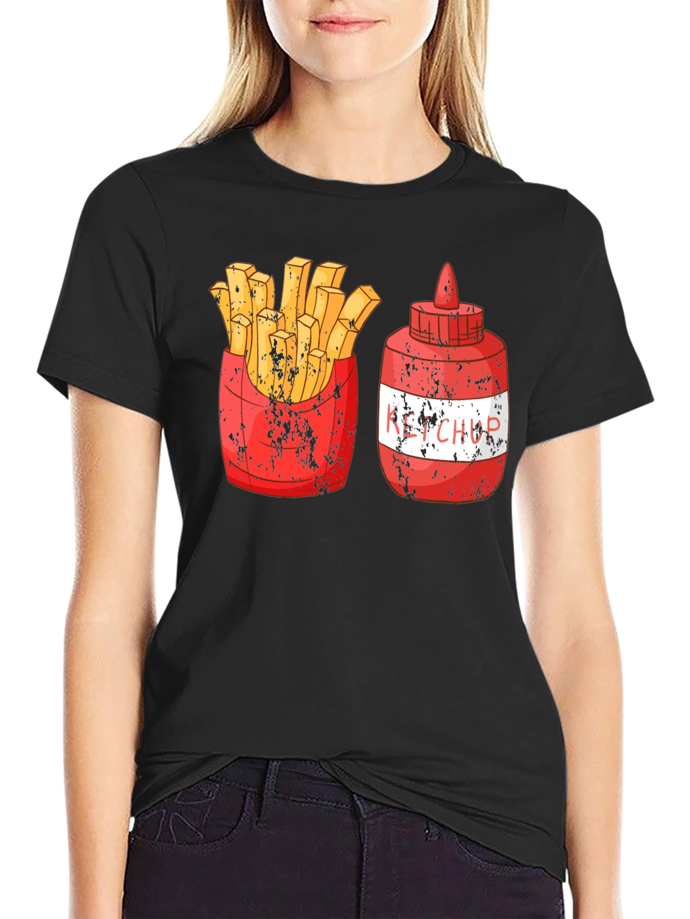Black Fries and Ketchup Graphic Tee view 2