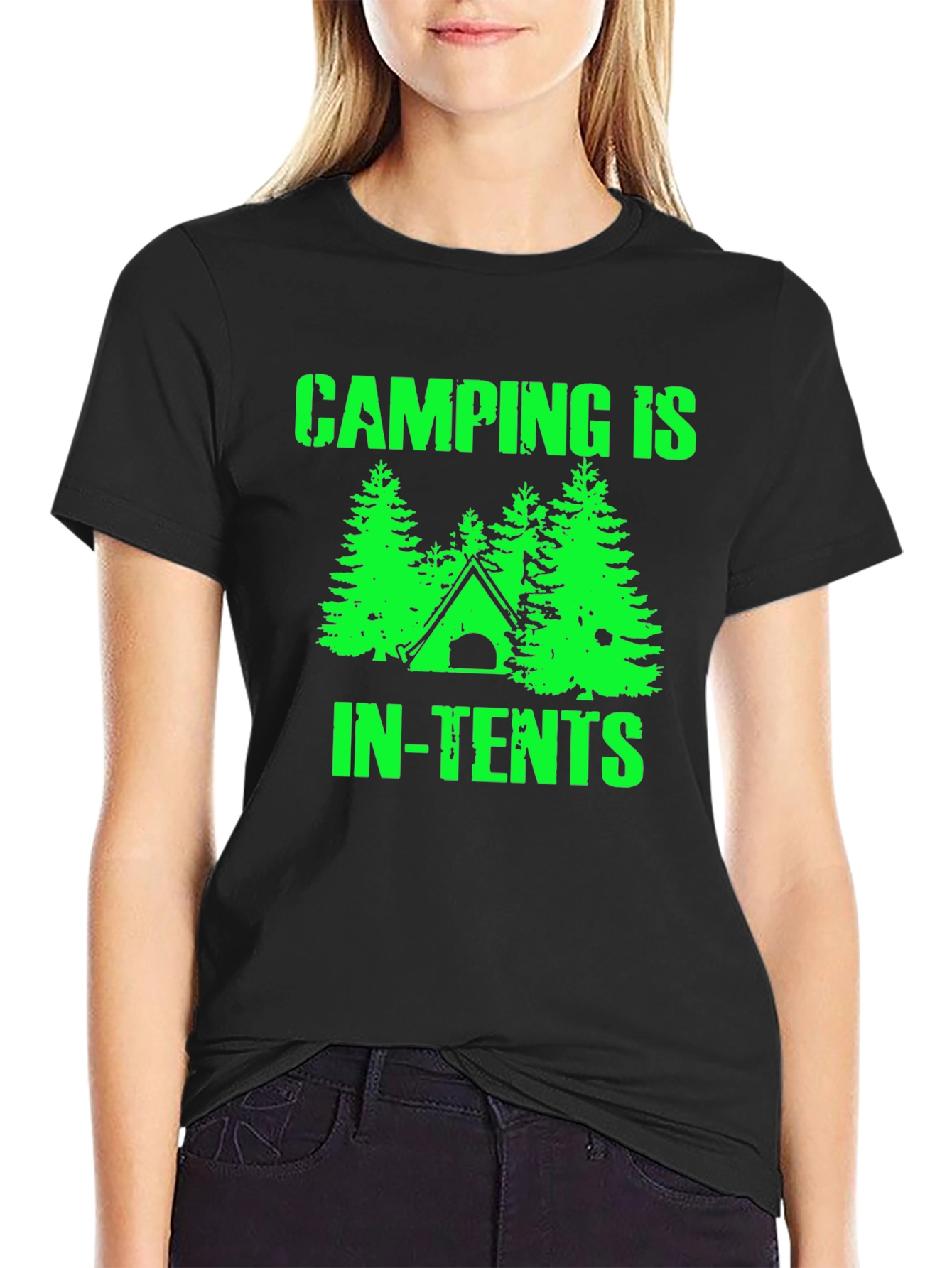 Black Camping In-Tents Graphic T-Shirt view 2