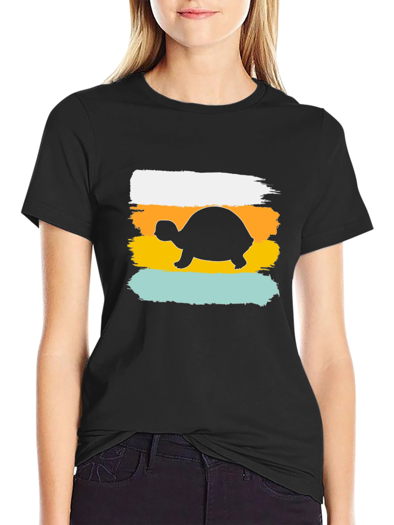 Black Retro Turtle T-Shirt - Vintage Style Tee view 2