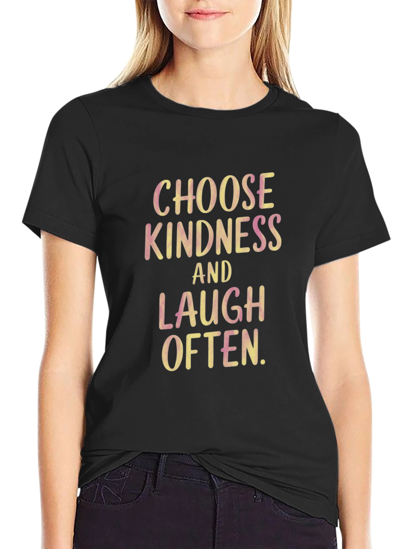 Black Choose Kindness Graphic Tee - Black Cotton Blend view 2