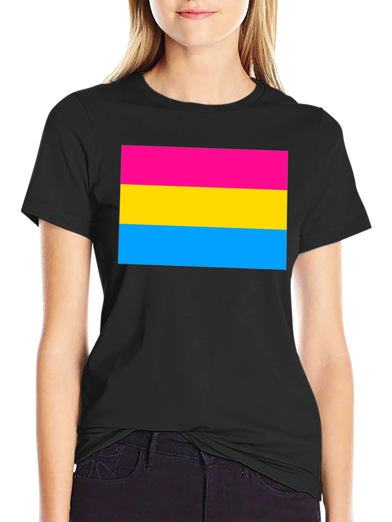 Black Pansexual Pride Flag T-Shirt view 2