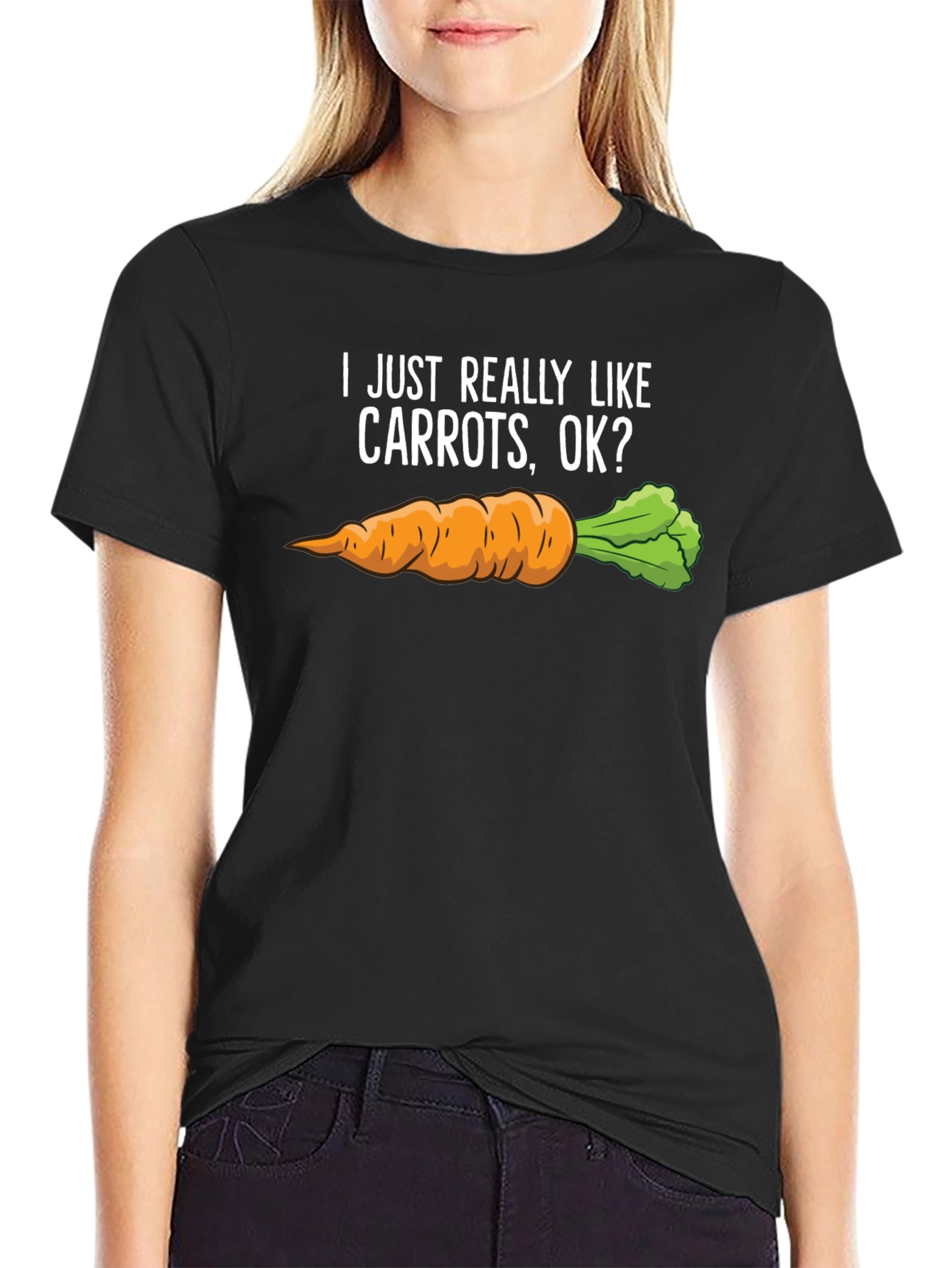 Black Carrot Lover T-Shirt - I Just Really Like Carrots OK? view 2