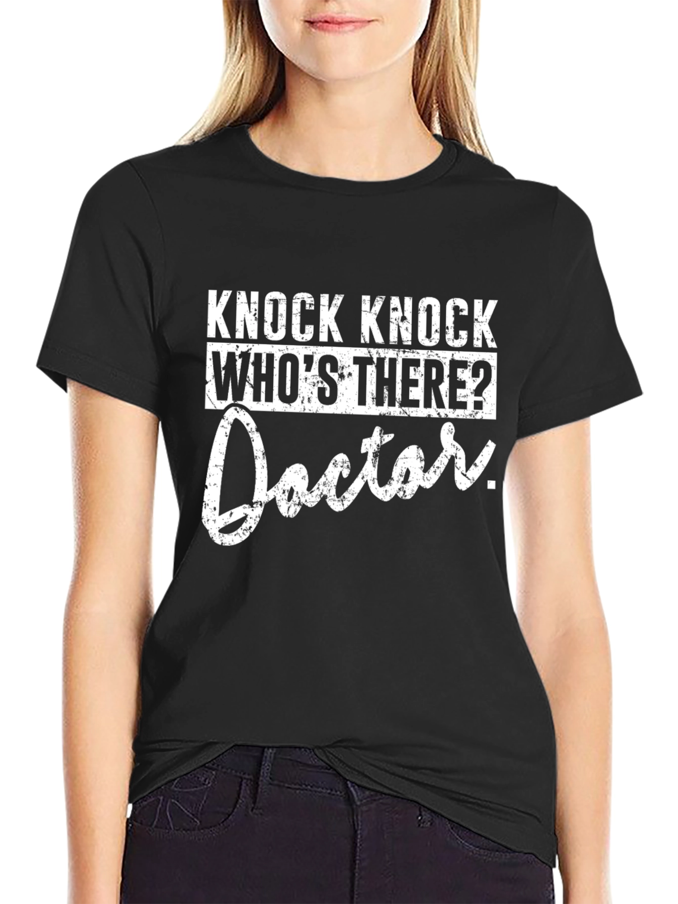 Black Knock Knock Doctor T-Shirt view 2