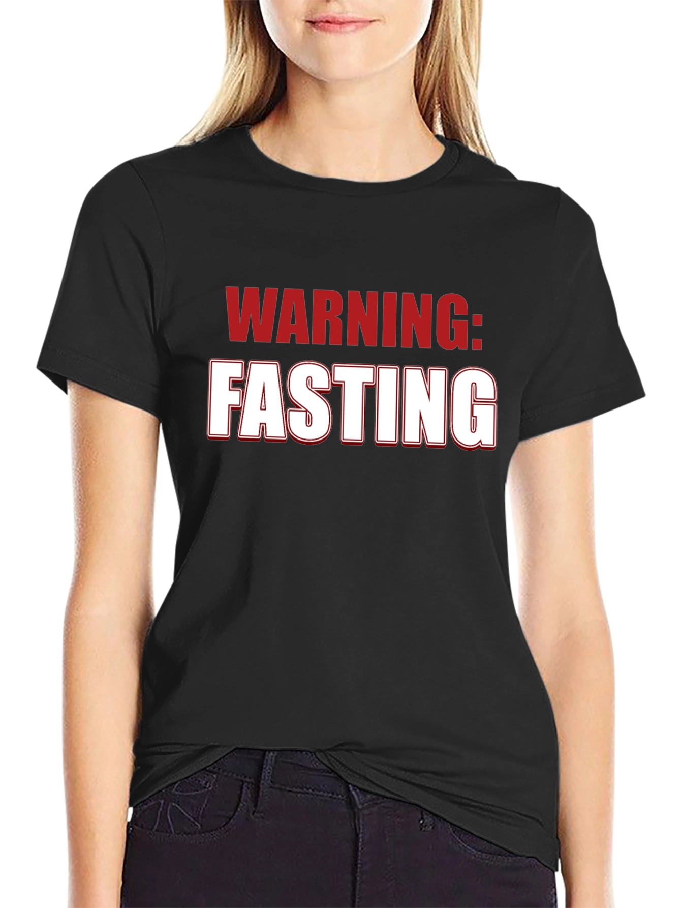 Black Warning: Fasting T-Shirt - Humorous Novelty Tee view 2