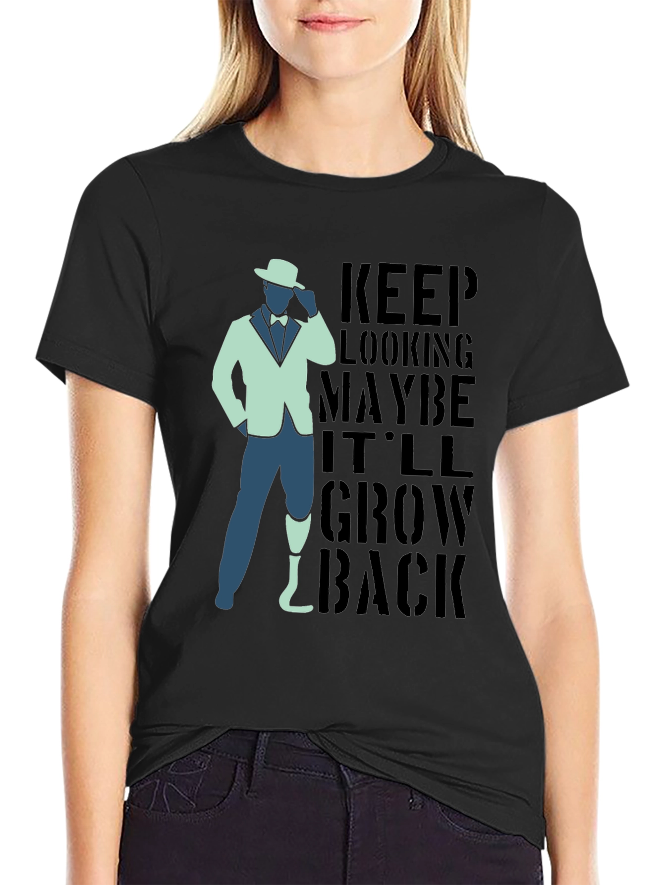 Black Keep Looking Humor Graphic T-Shirt view 2