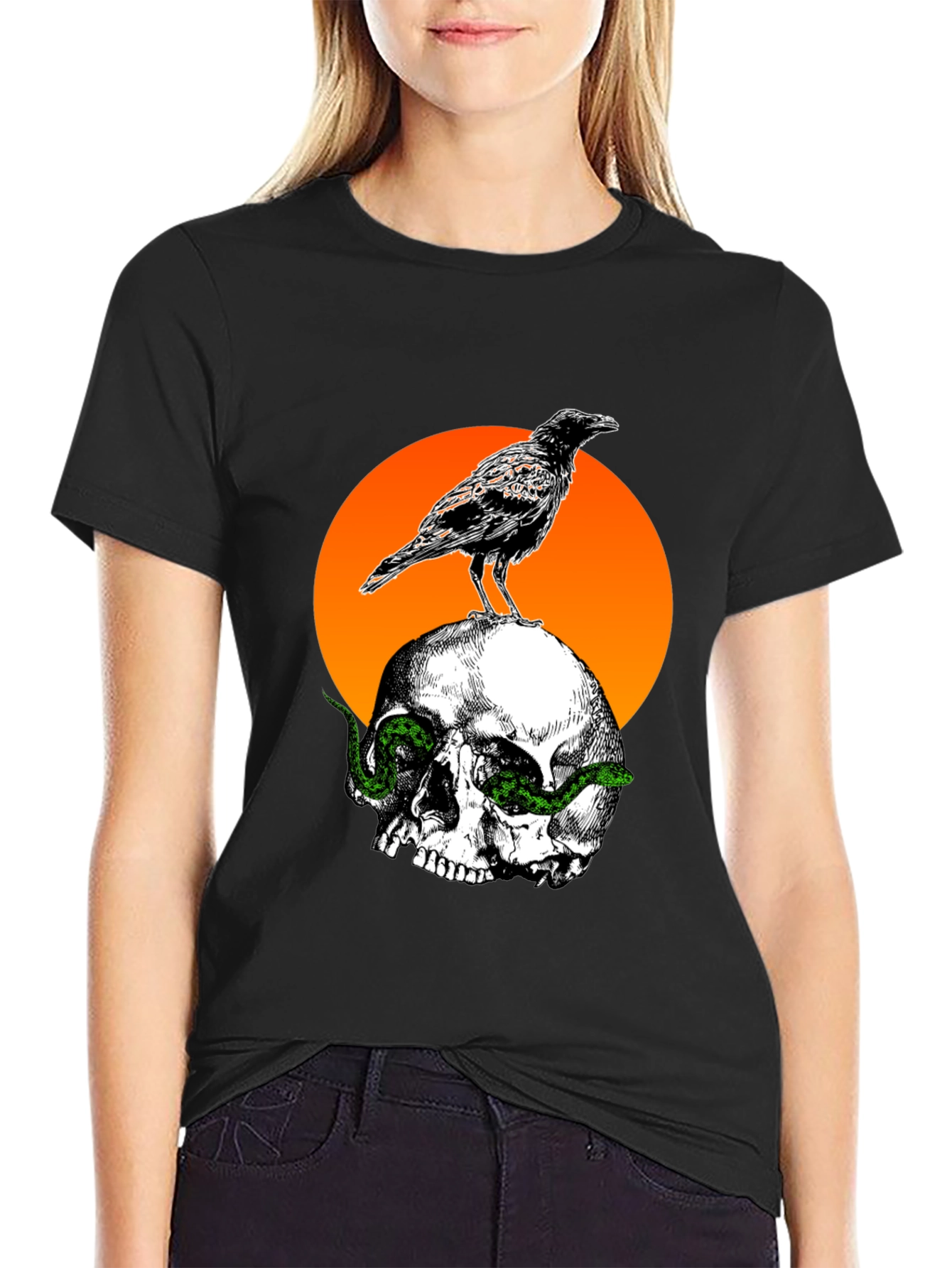 Black Raven Skull Graphic Tee - Unique Design view 2