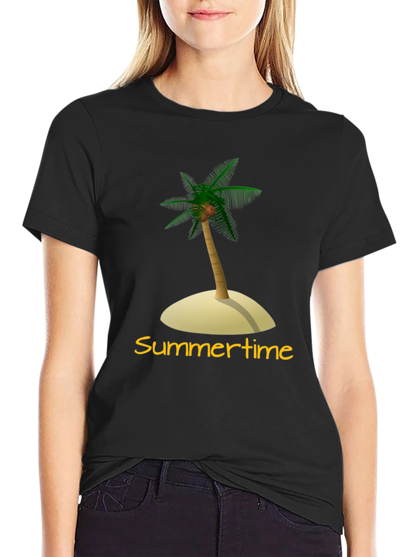 Black Summertime Palm Tree T-Shirt - Island Vibes view 2