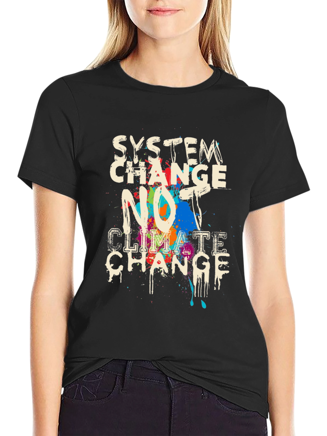 Black System Change, Not Climate Change Graphic Tee view 2