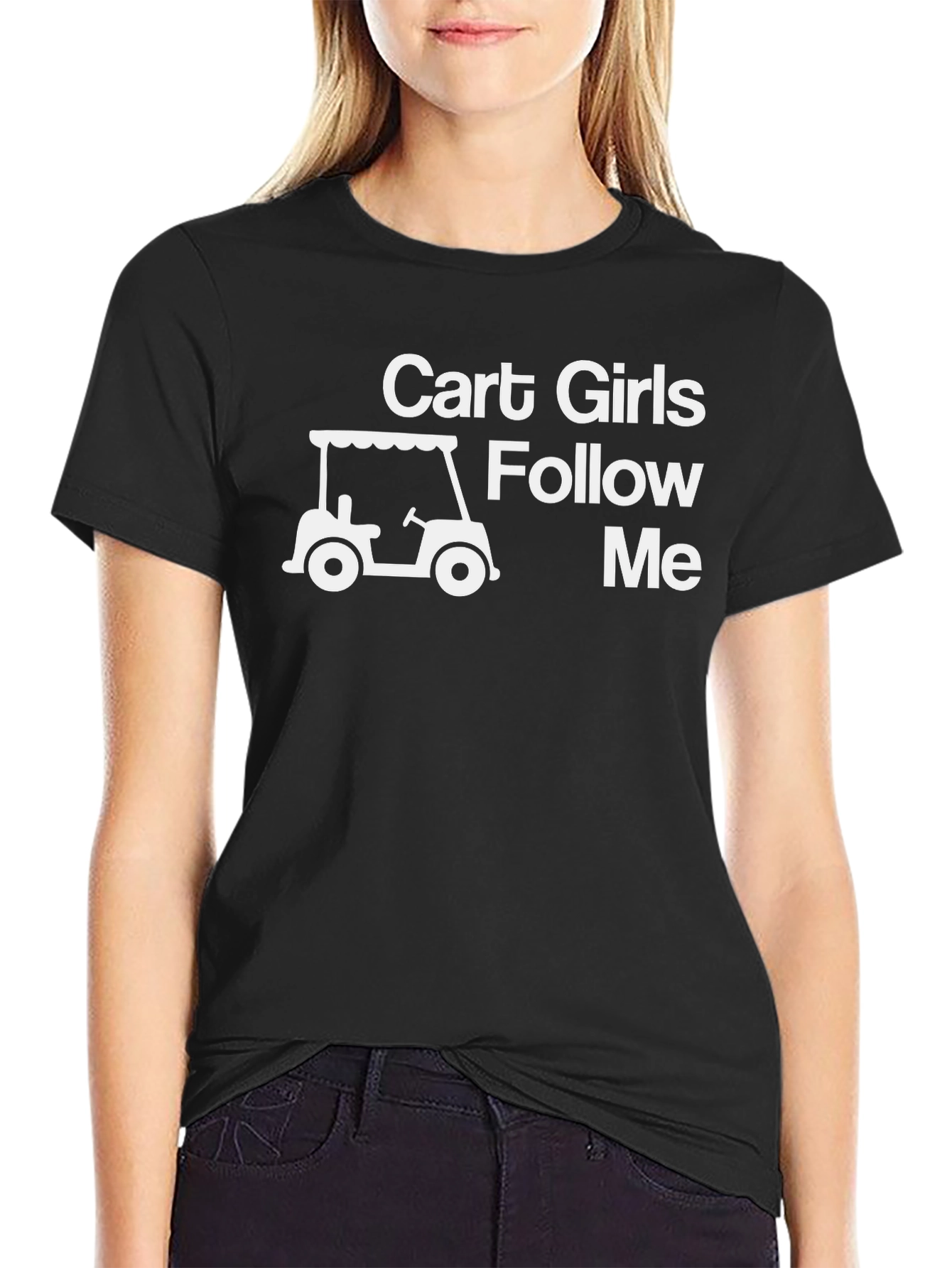 Black Cart Girls Follow Me Graphic Tee - Black view 2