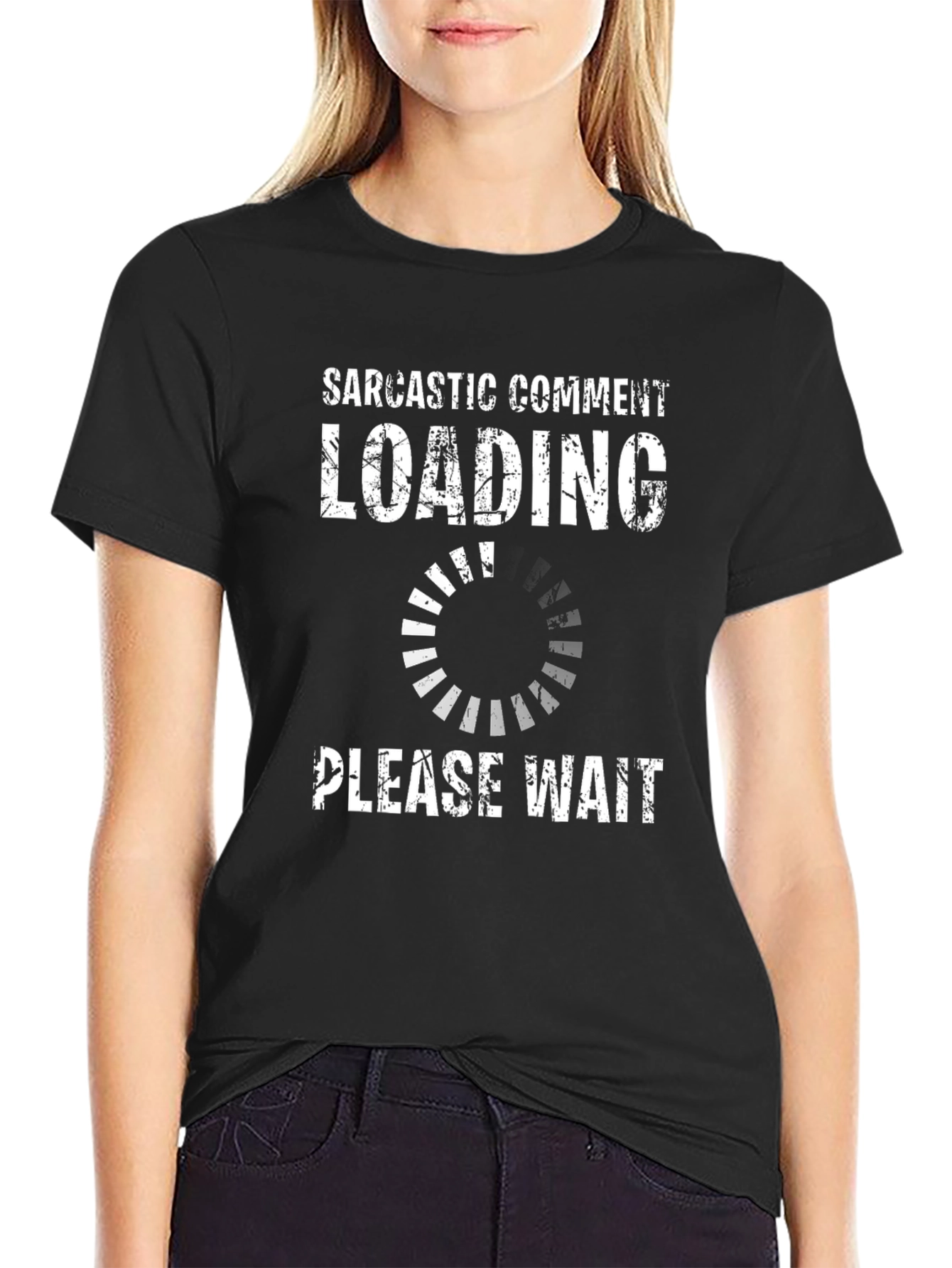 Black Sarcastic Comment Loading - Funny Graphic Tee view 2