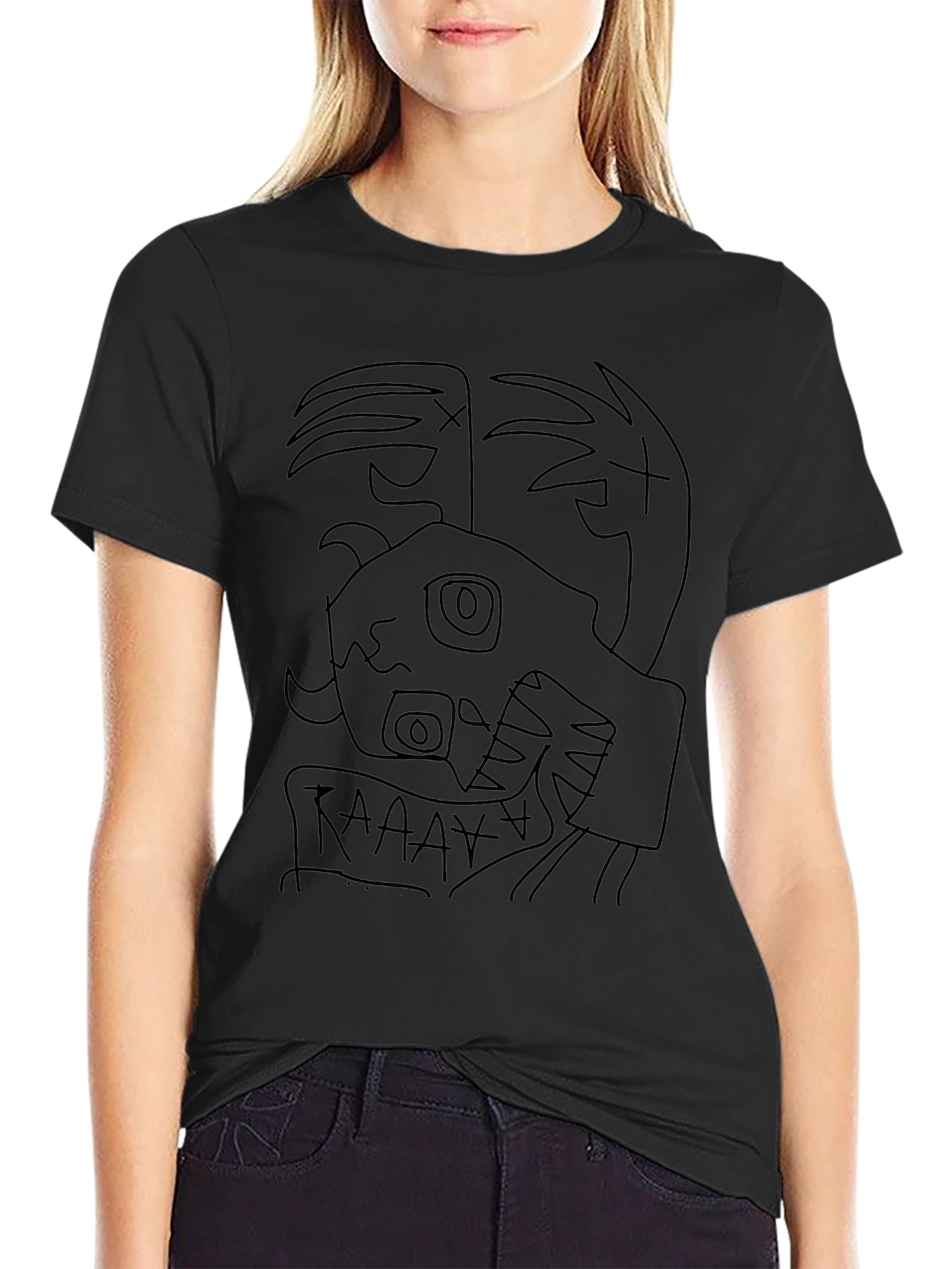 Black Abstract Graphic Print Black T-Shirt view 2