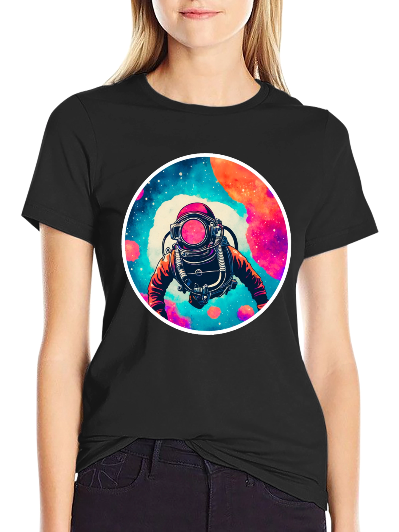 Black Cosmic Diver Graphic Tee - Black view 2