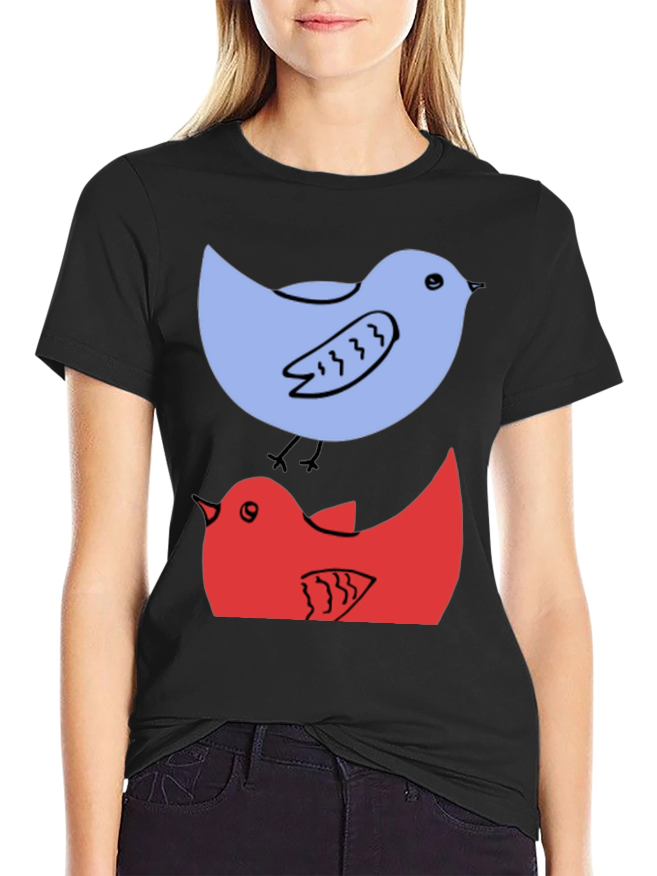 Black Birds Graphic Tee - Casual Cotton T-Shirt view 2