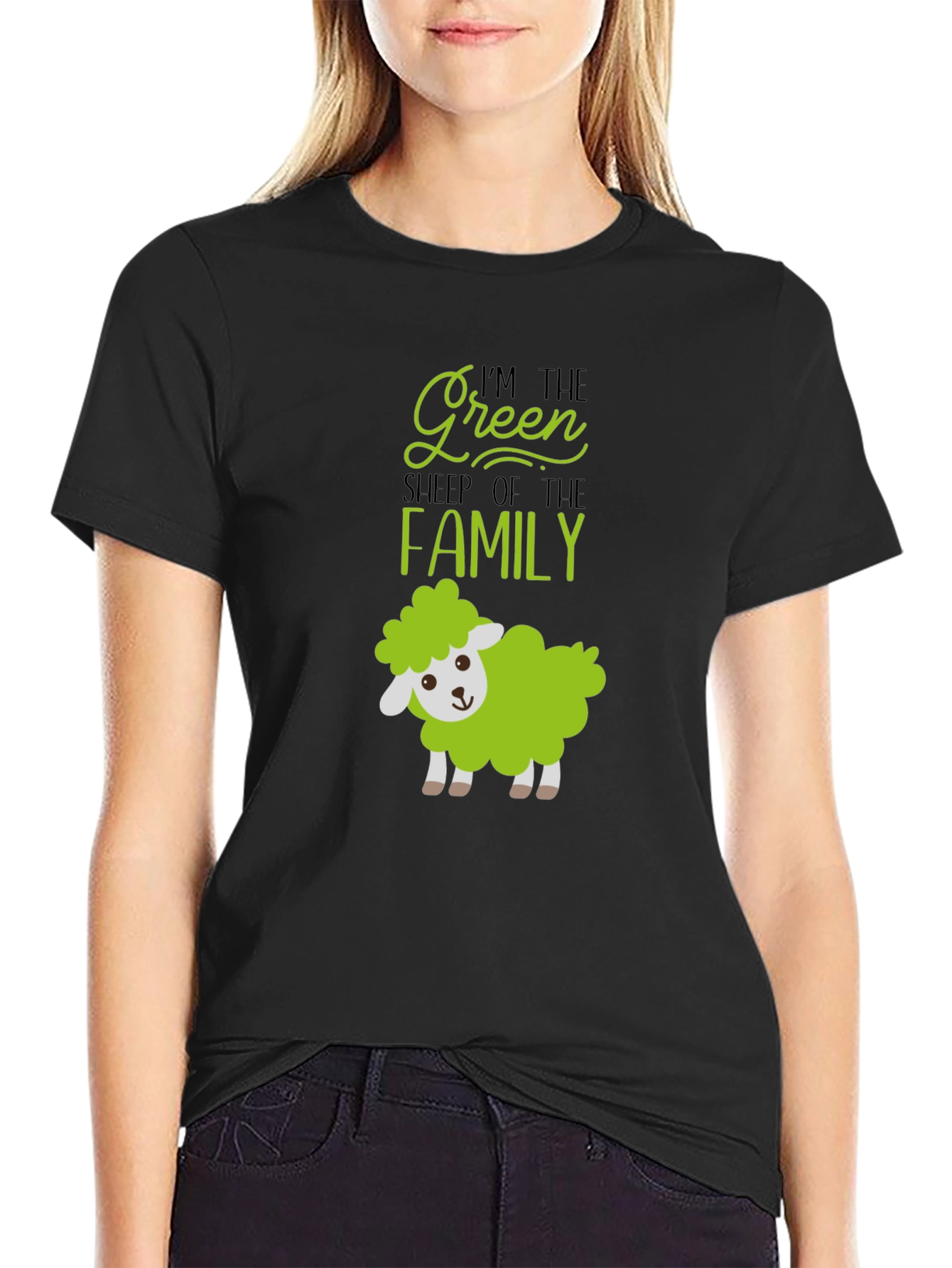 Black Green Sheep of the Family T-Shirt view 2