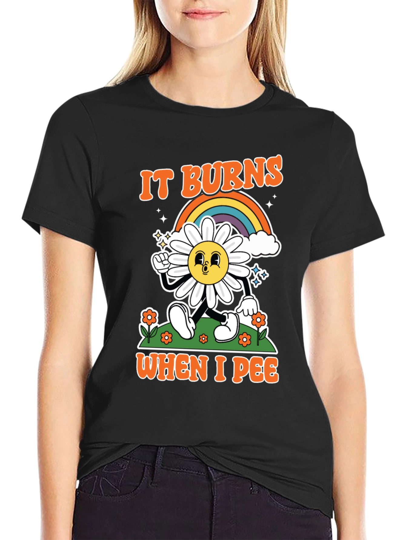 Black Funny It Burns When I Pee Graphic T-Shirt view 2