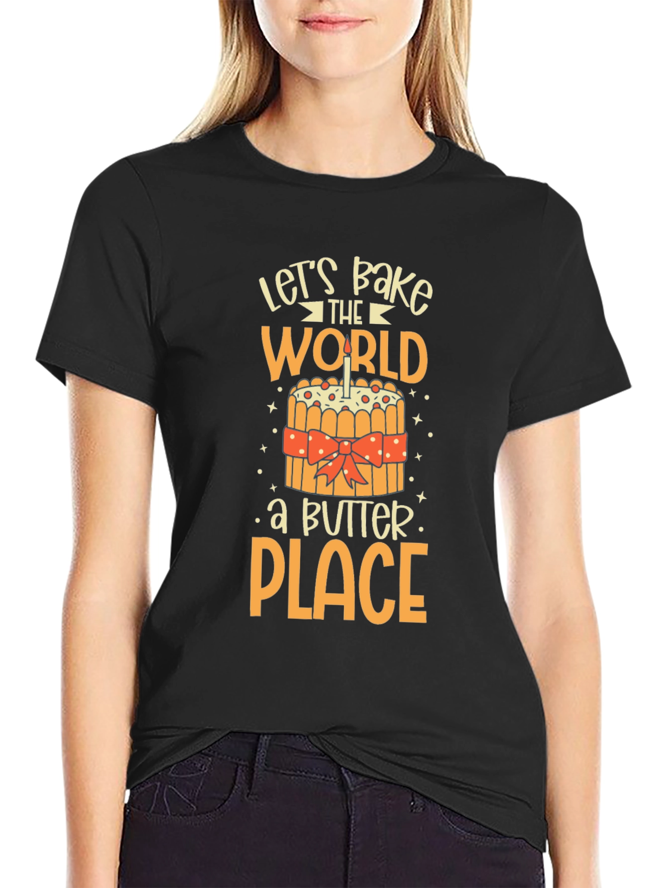 Black Let's Bake the World a Better Place T-Shirt view 2