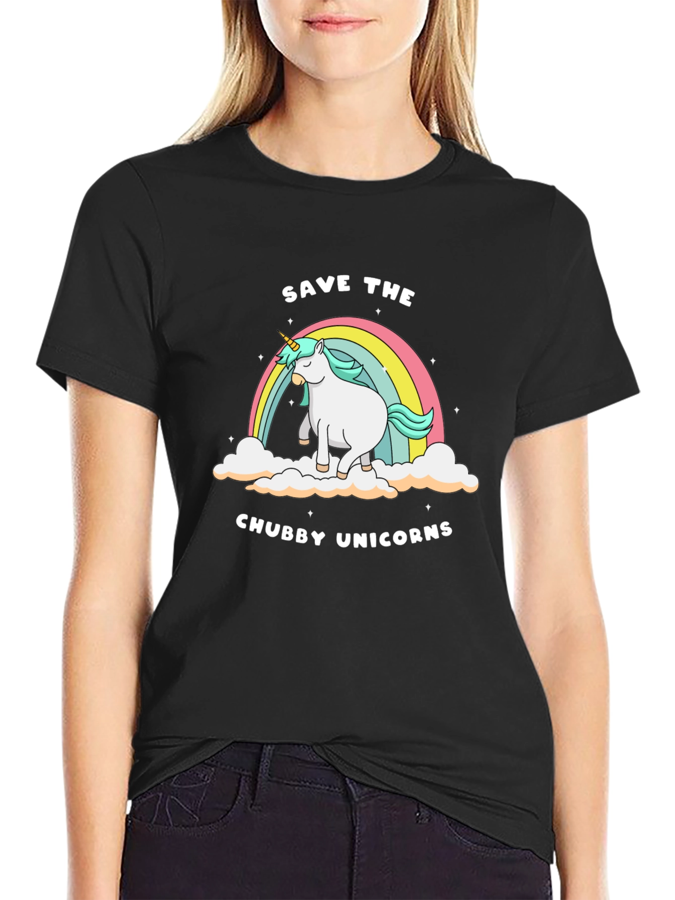 Black Save the Chubby Unicorns Tee view 2