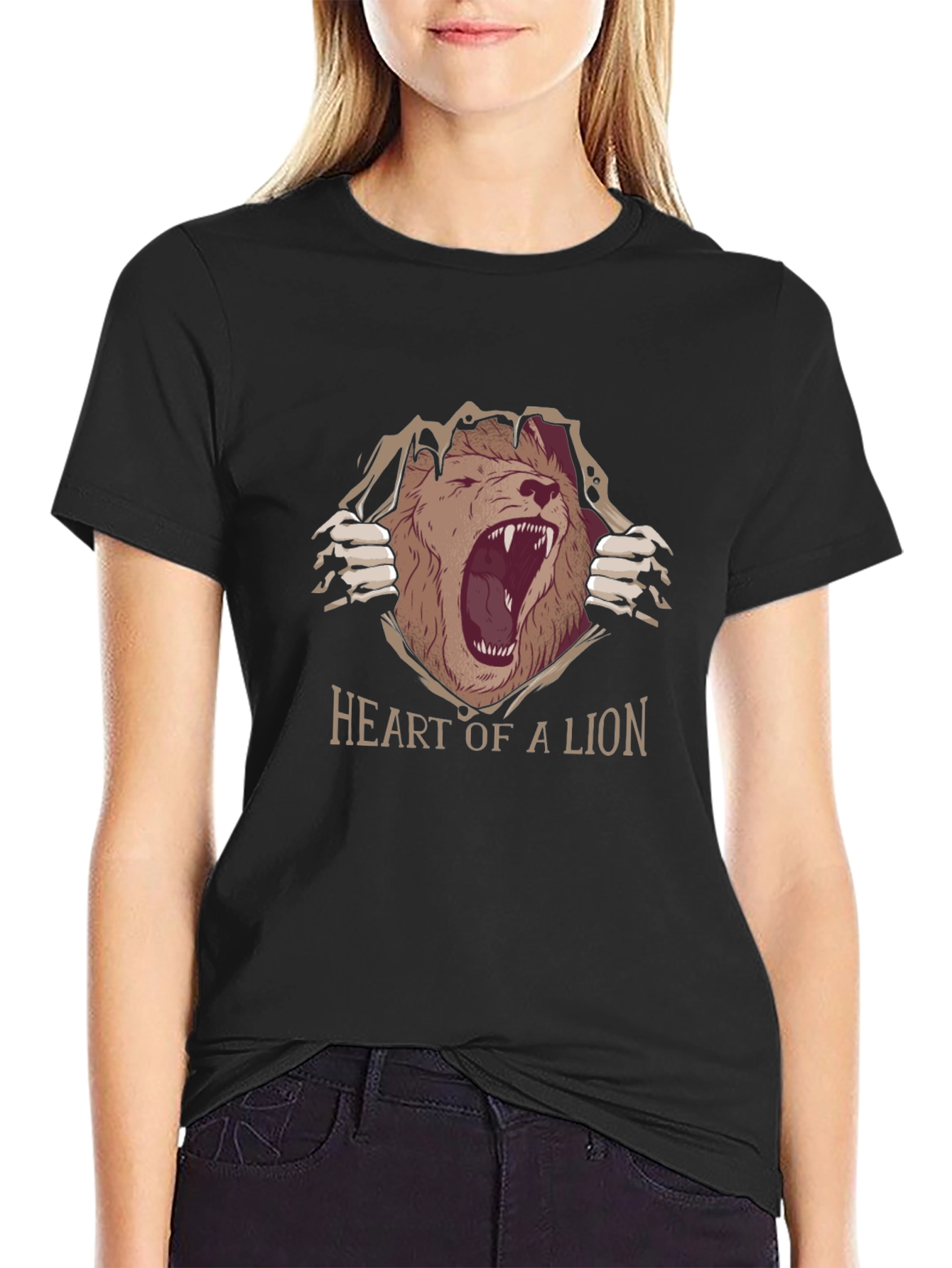 Black Heart of a Lion Graphic Tee - Black view 2