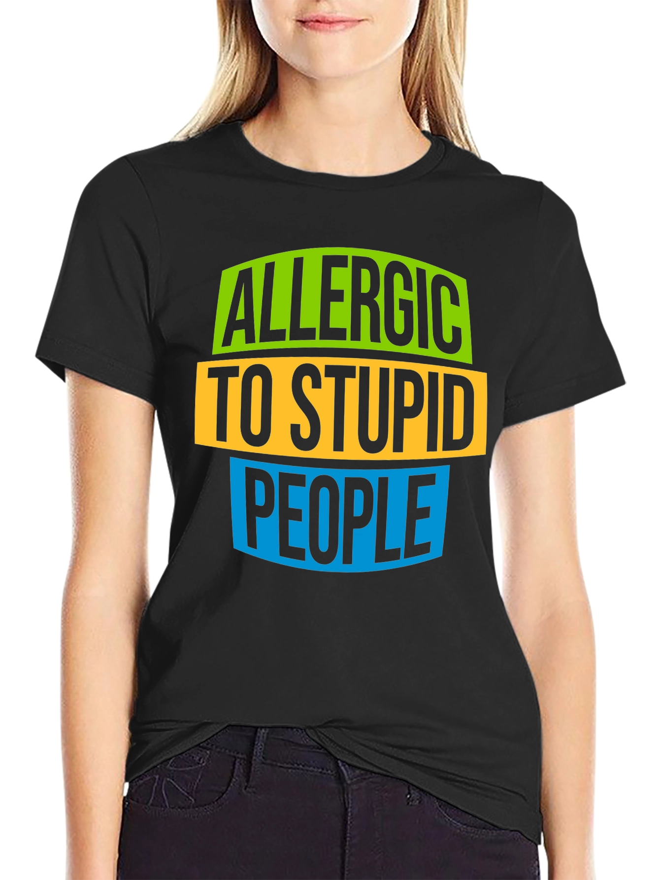 Black Allergic to Stupid People Graphic Tee view 2