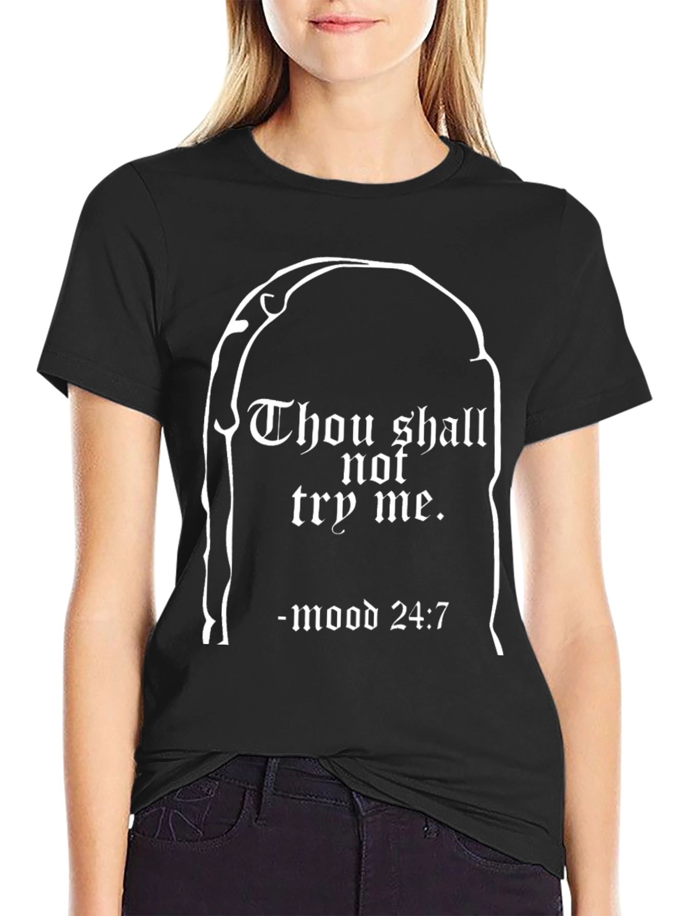 Black Thou Shalt Not Try Me T-Shirt - Mood 24/7 view 2