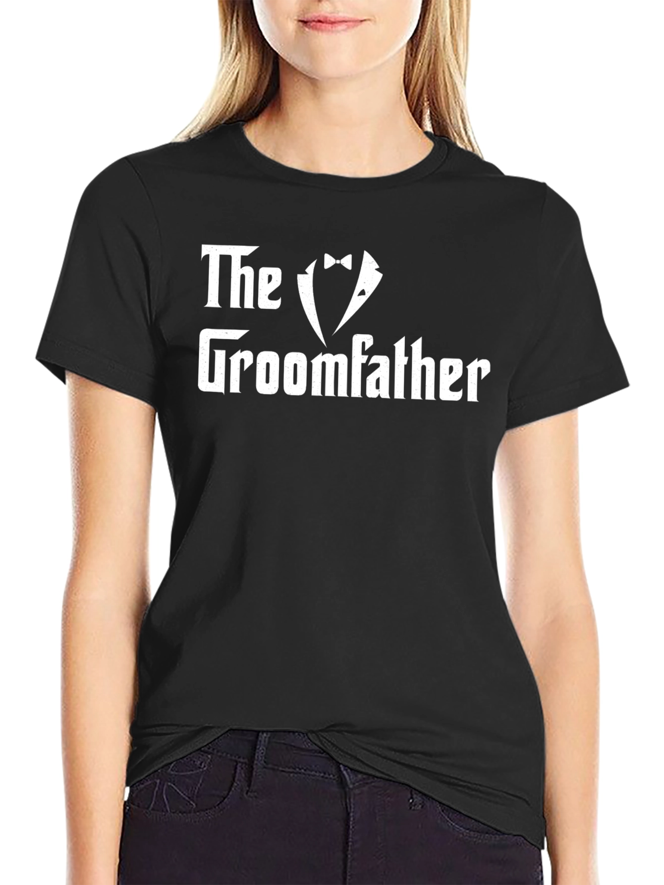 Black The Groomfather T-Shirt - Wedding Party Tee view 2