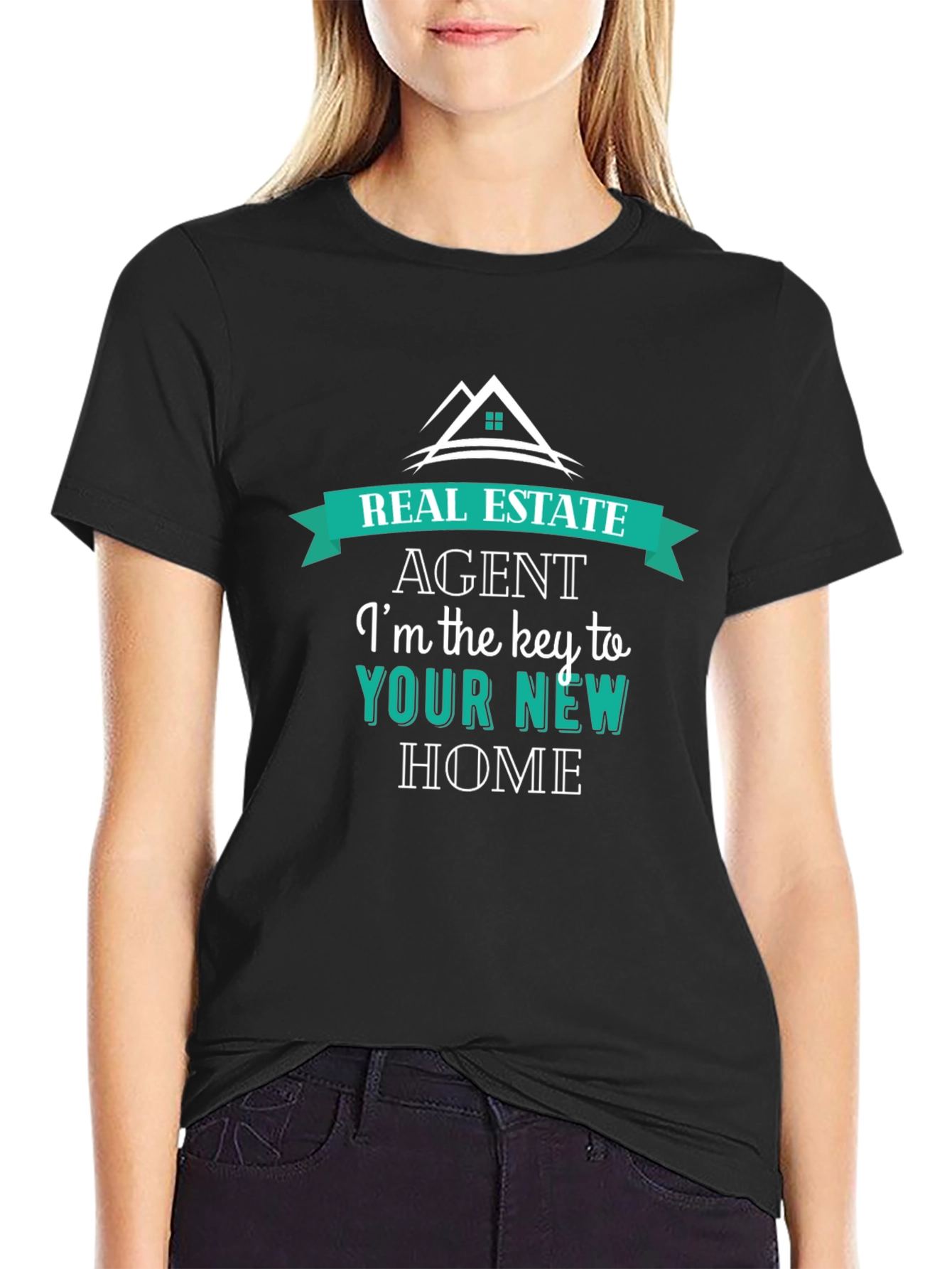 Black Real Estate Agent T-Shirt - Key to Your New Home view 2