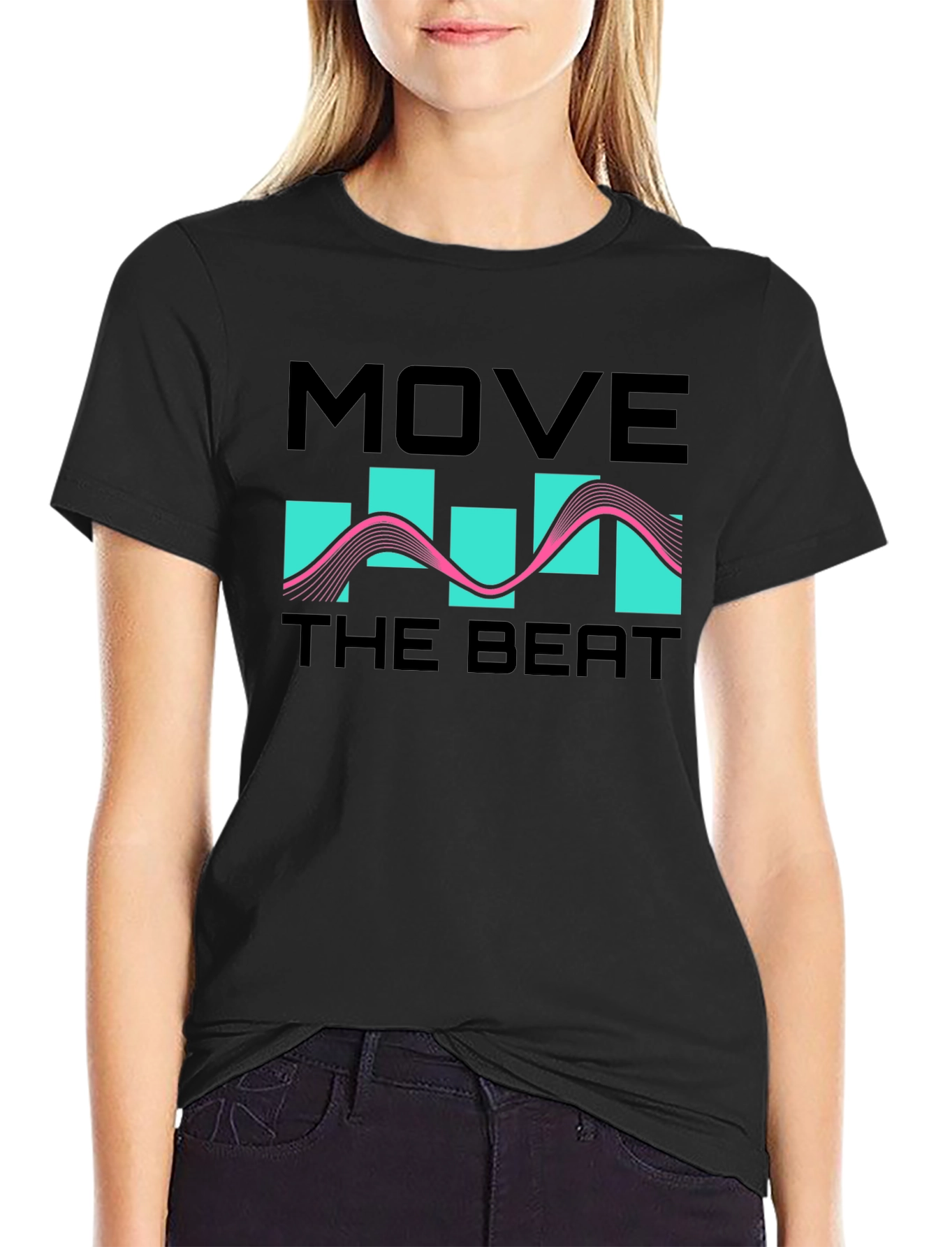 Black Move The Beat Black Graphic T-Shirt view 2