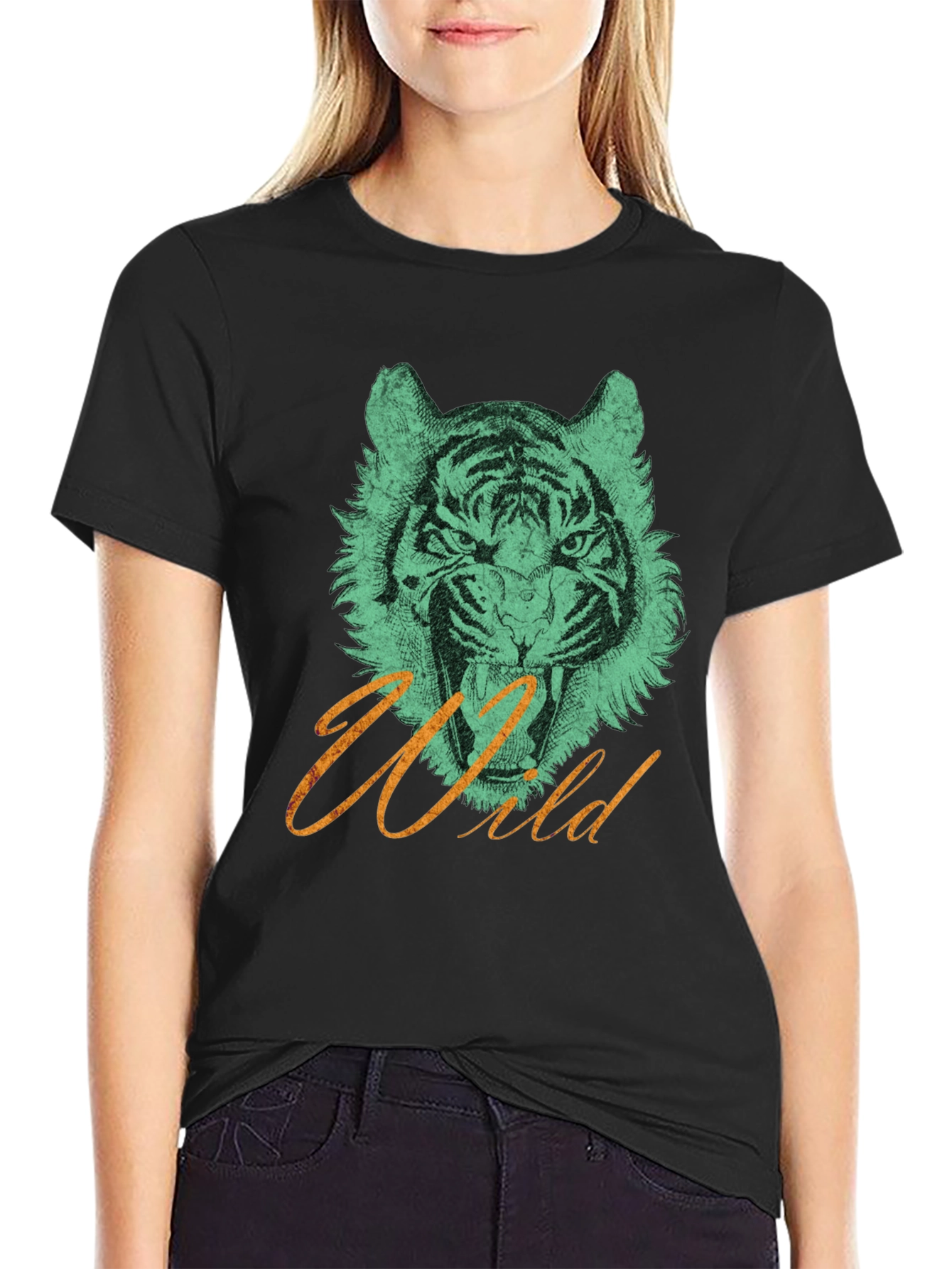 Black Wild Tiger Graphic Tee view 2
