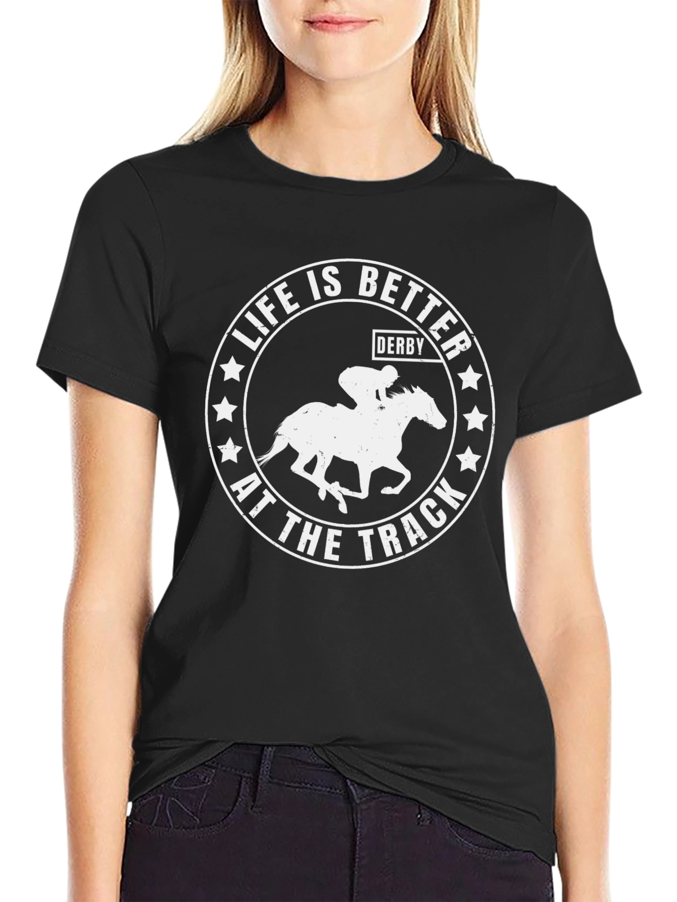 Black Life is Better at the Track Derby T-Shirt view 2