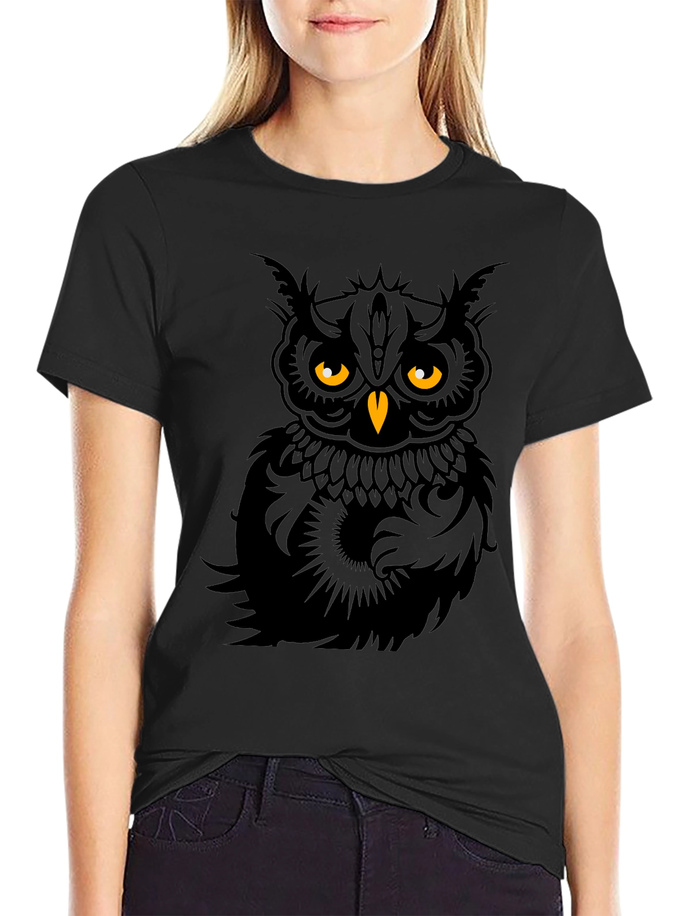 Men's Black Owl Graphic T-Shirt - 2