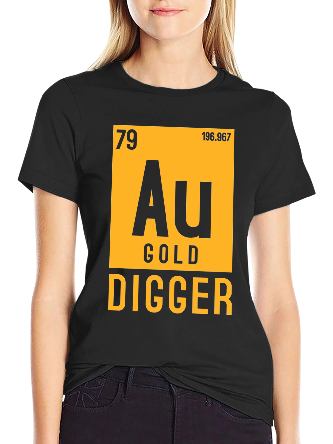 Black Gold Digger T-Shirt - Periodic Table Inspired Novelty Tee view 2