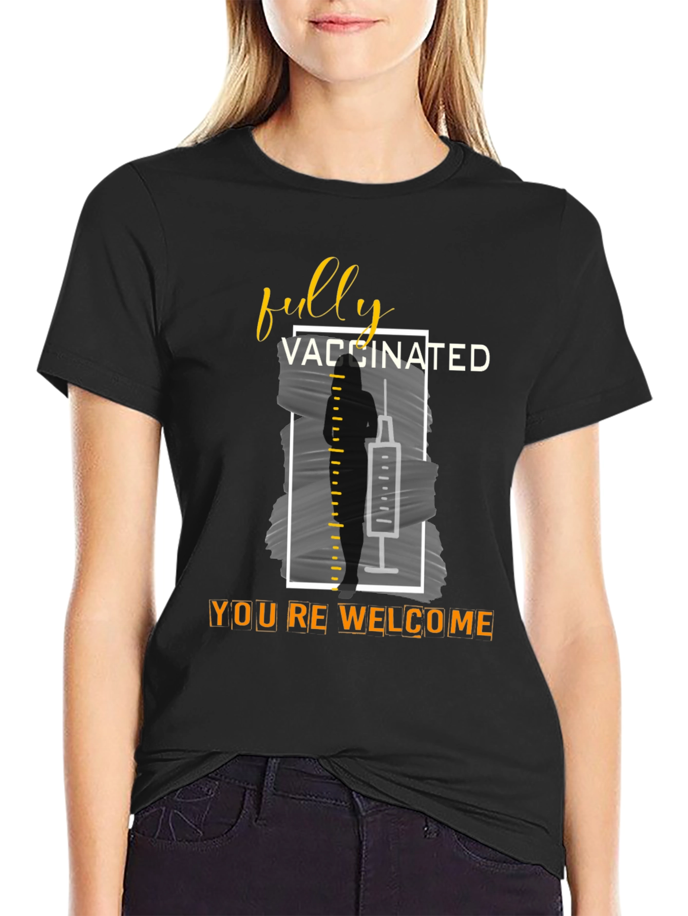 Black Fully Vaccinated T-Shirt view 2