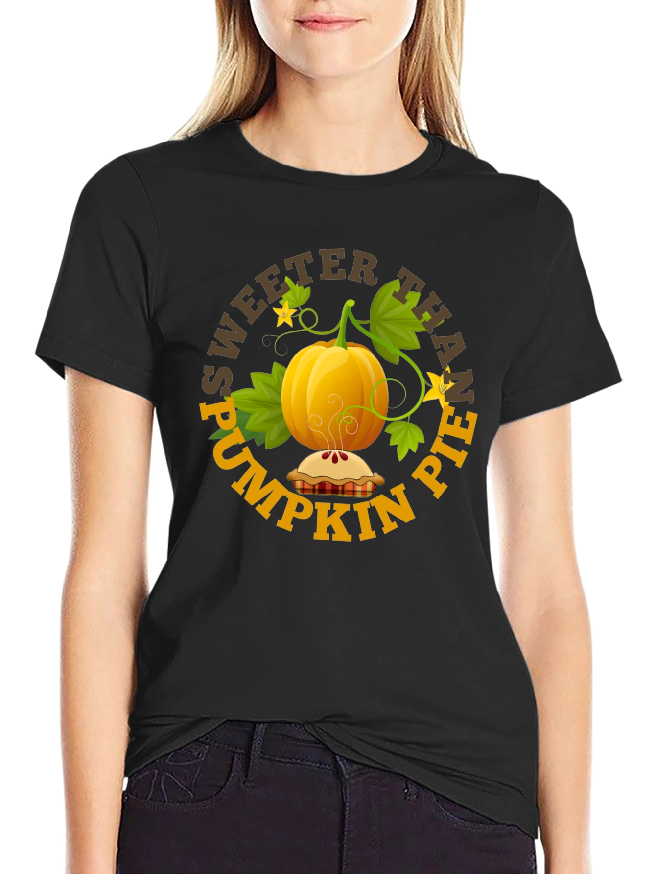 Black Sweeter Than Pumpkin Pie T-Shirt view 2