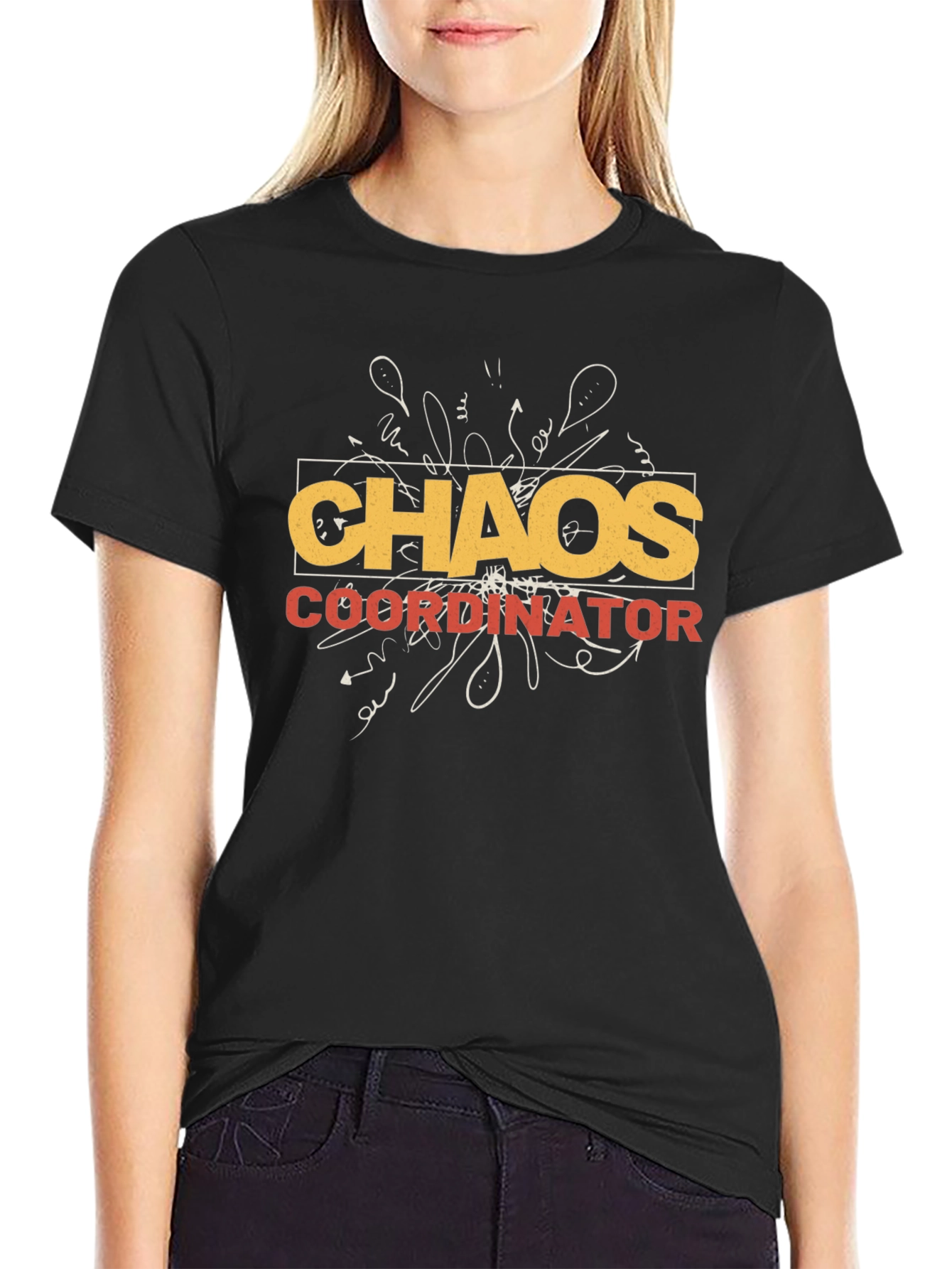 Black Chaos Coordinator Graphic Tee -  Novelty Men's T-Shirt view 2