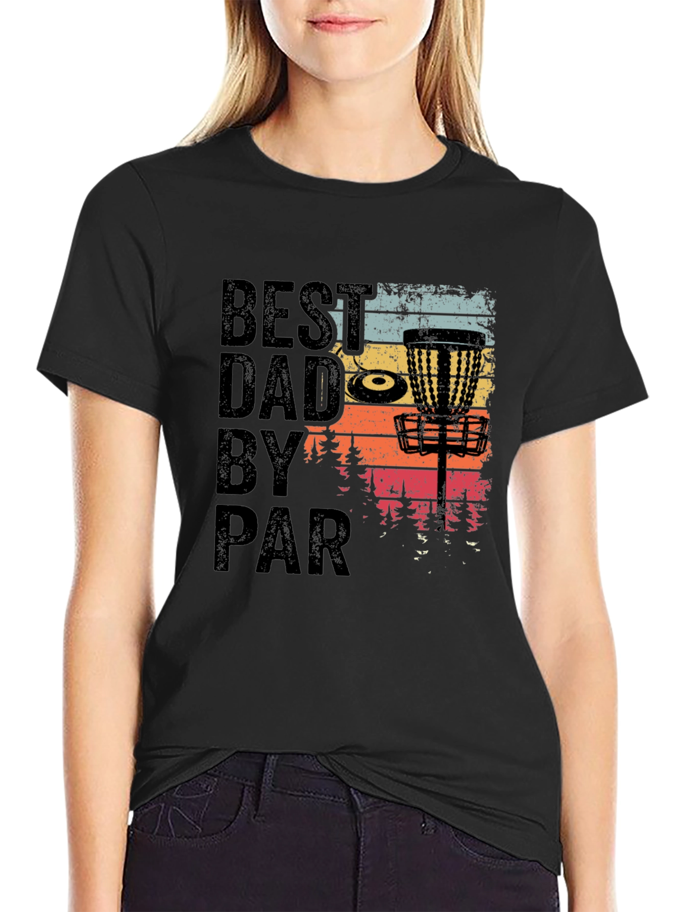 Black Best Dad by Par Disc Golf T-Shirt view 2