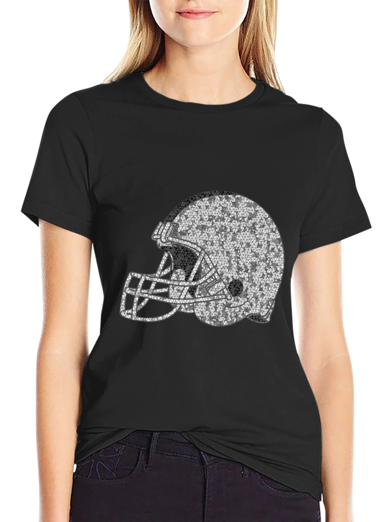 Black Football Helmet Graphic Tee - Black T-Shirt view 2