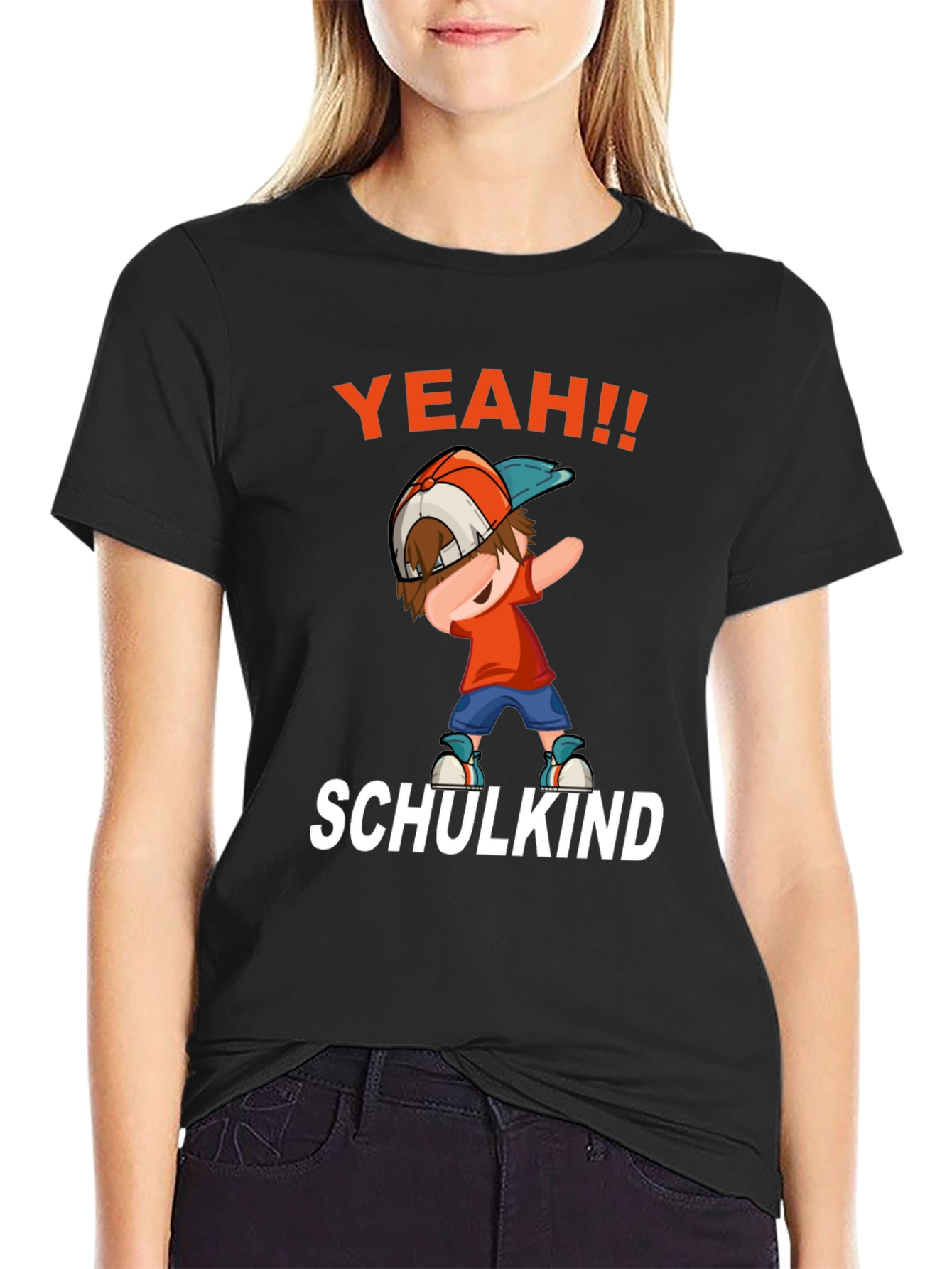 Black Yeah! Schulkinder T-Shirt - Fun School Tee view 2