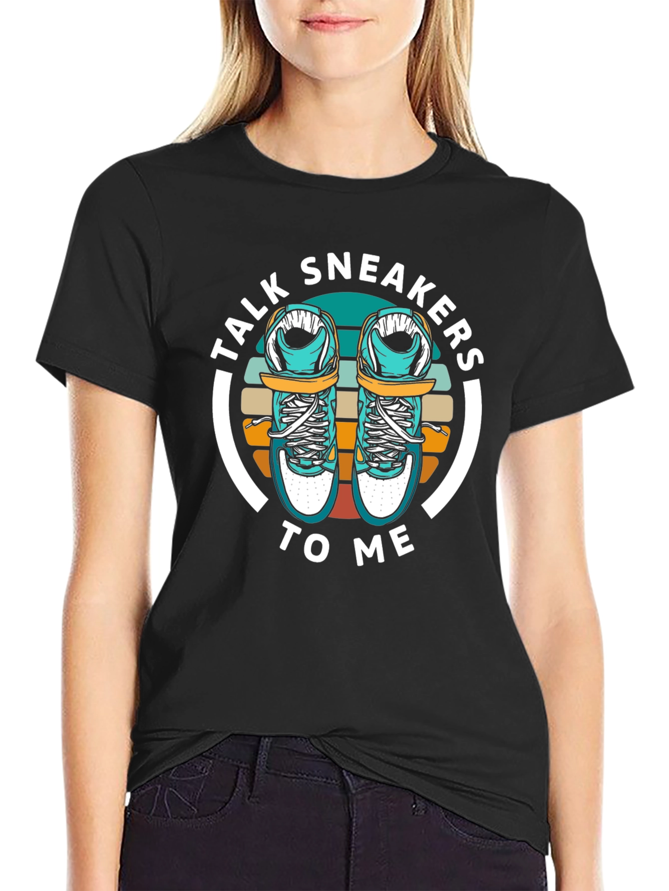 Black Talk Sneakers To Me Graphic Tee view 2
