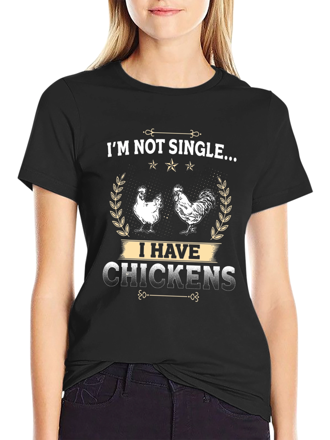 Black I'm Not Single... I Have Chickens T-Shirt view 2