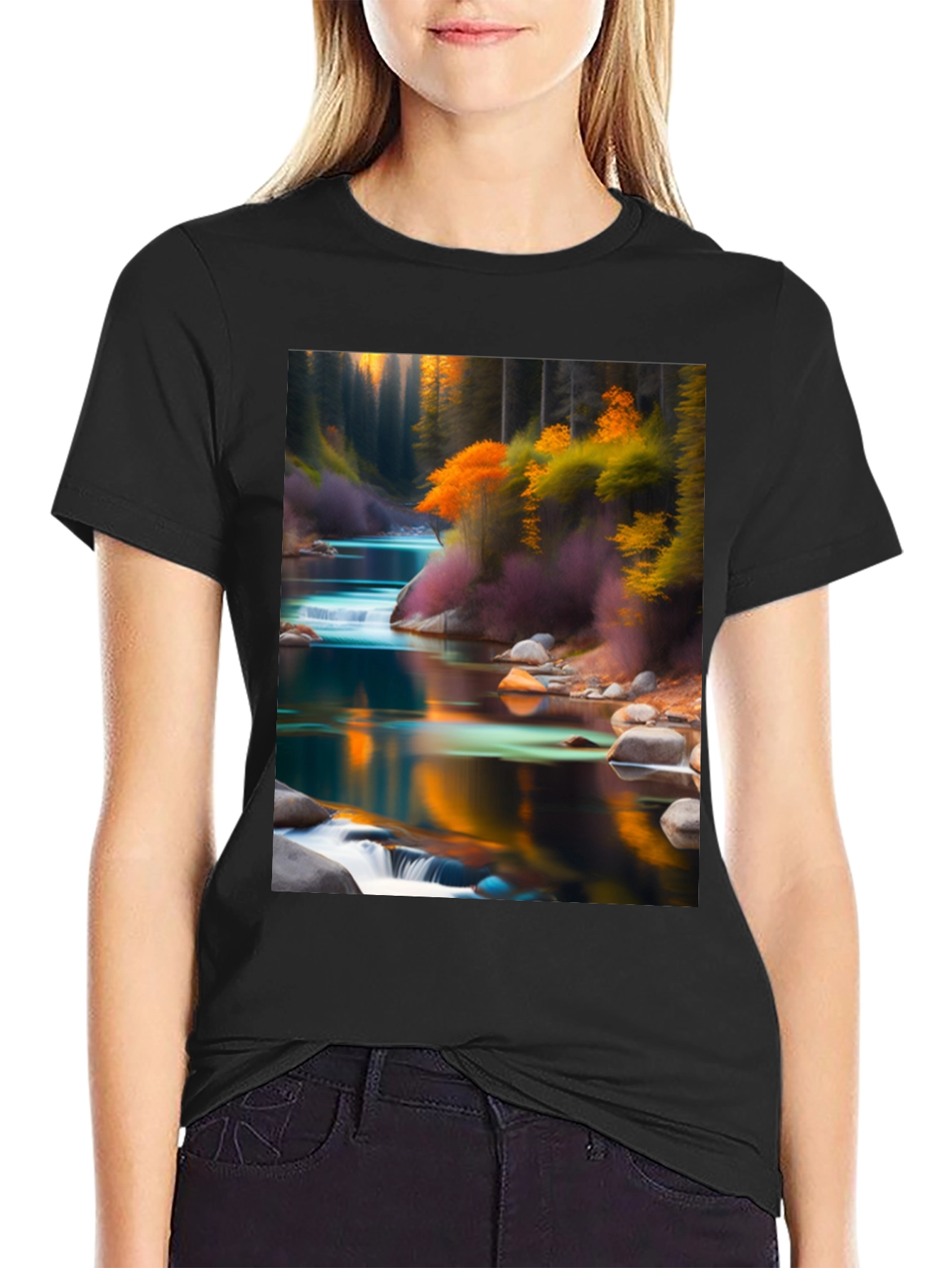 Black Nature's Reflection Black T-Shirt view 2
