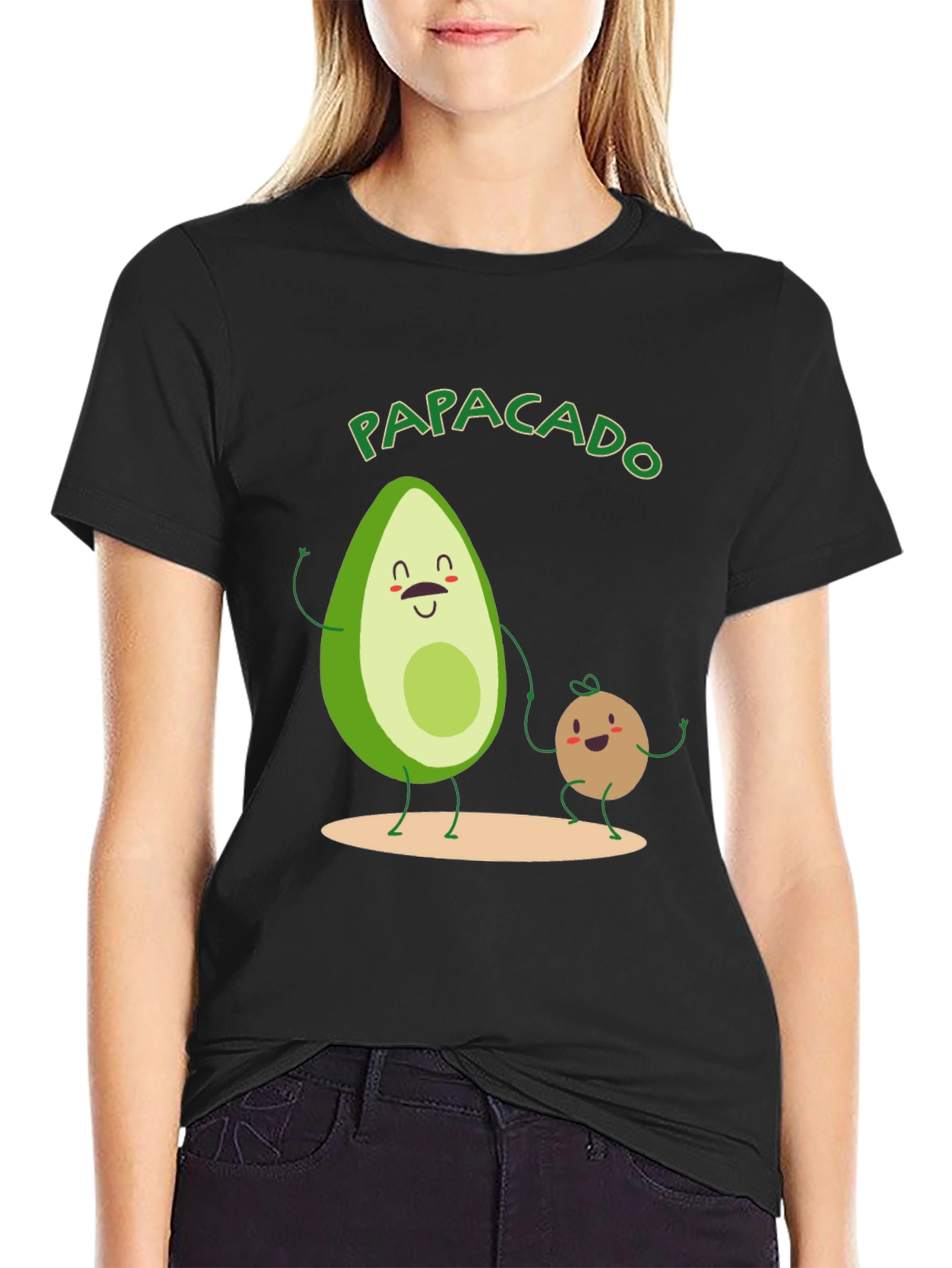 Black Papacado Men's T-Shirt - Avocado Dad Father's Day Tee view 2
