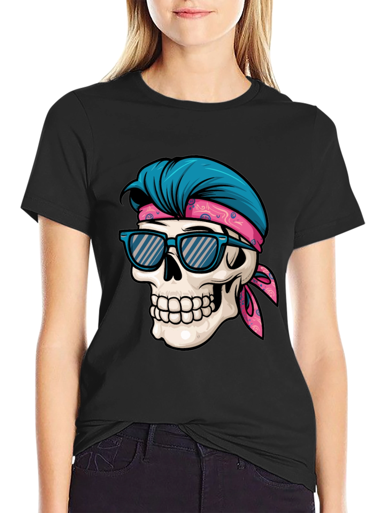 Black Skull Graphic Tee: Cool Summer Vibes view 2