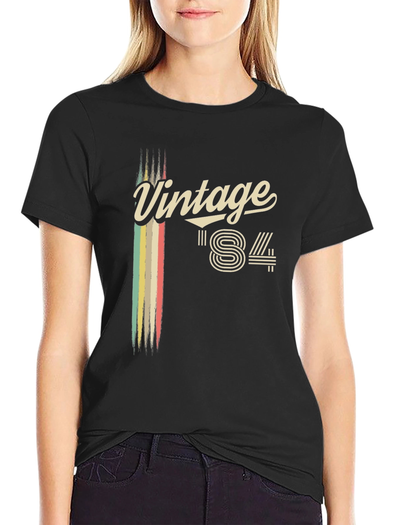 Black Vintage 1984 Graphic T-Shirt Retro Style view 2