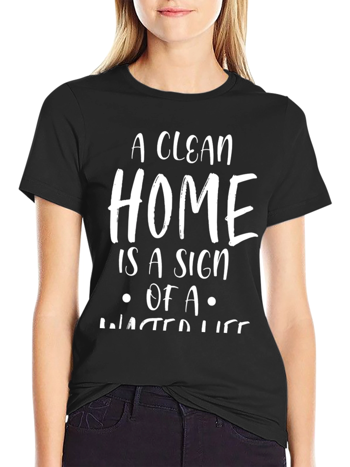 Black Funny "A Clean Home" Graphic Tee view 2