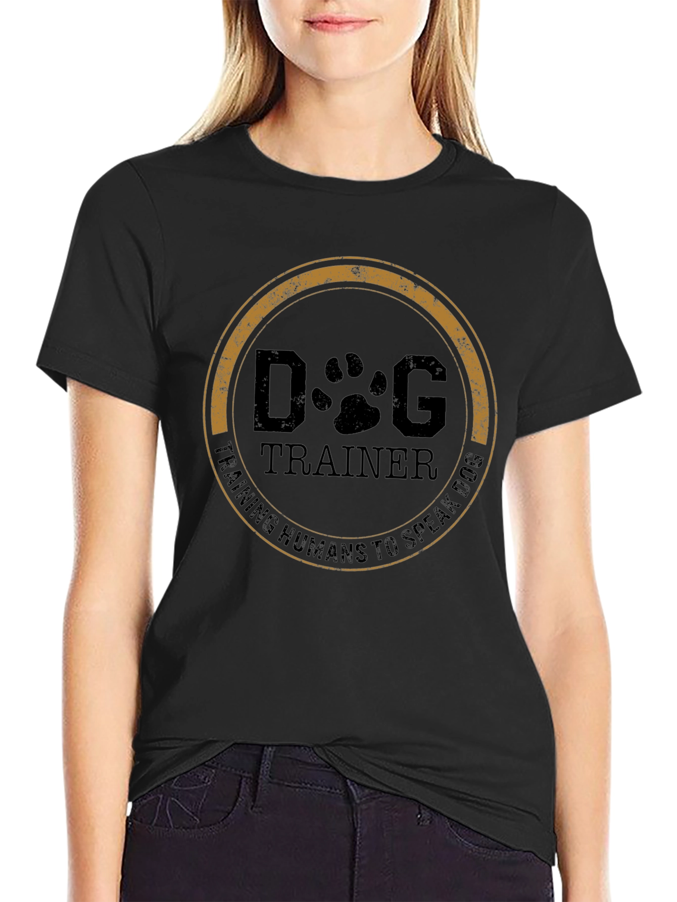 Black Dog Trainer T-Shirt - Training Humans to Speak Dog view 2
